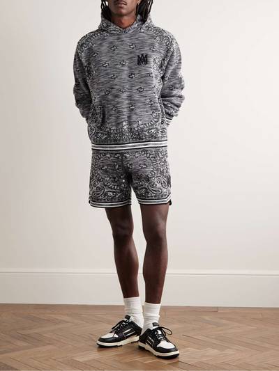 AMIRI Straight-Leg Space-Dyed Bandana-Jacquard Cotton Drawstring Shorts outlook