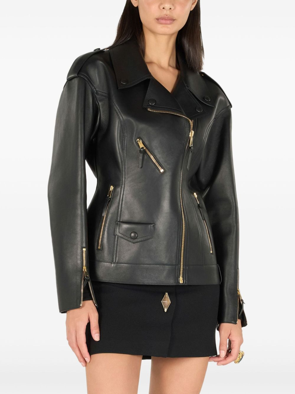 leather biker jacket - 3