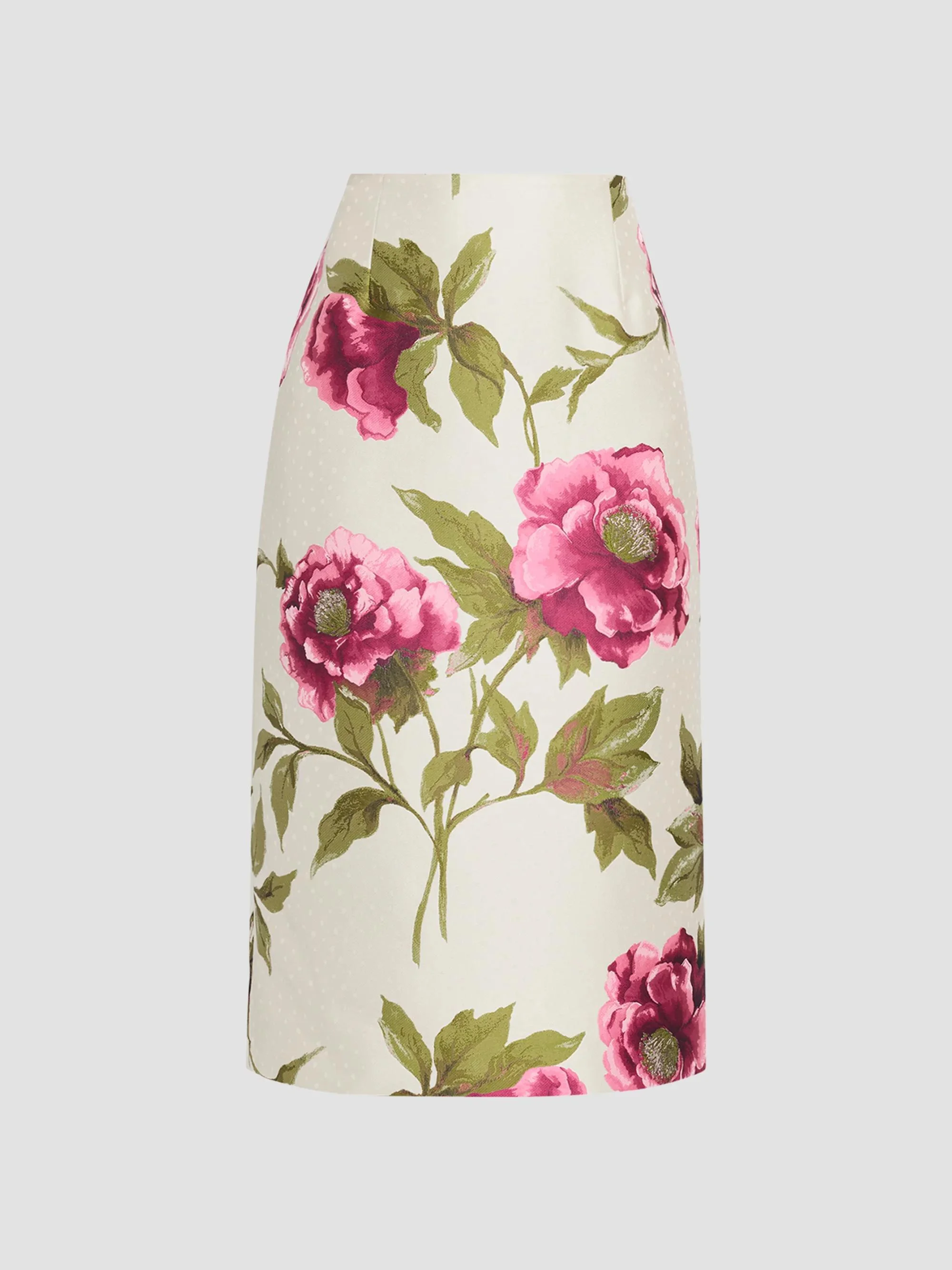 Women's Floral Pencil Midi Skirt - Ivory Multi - 1