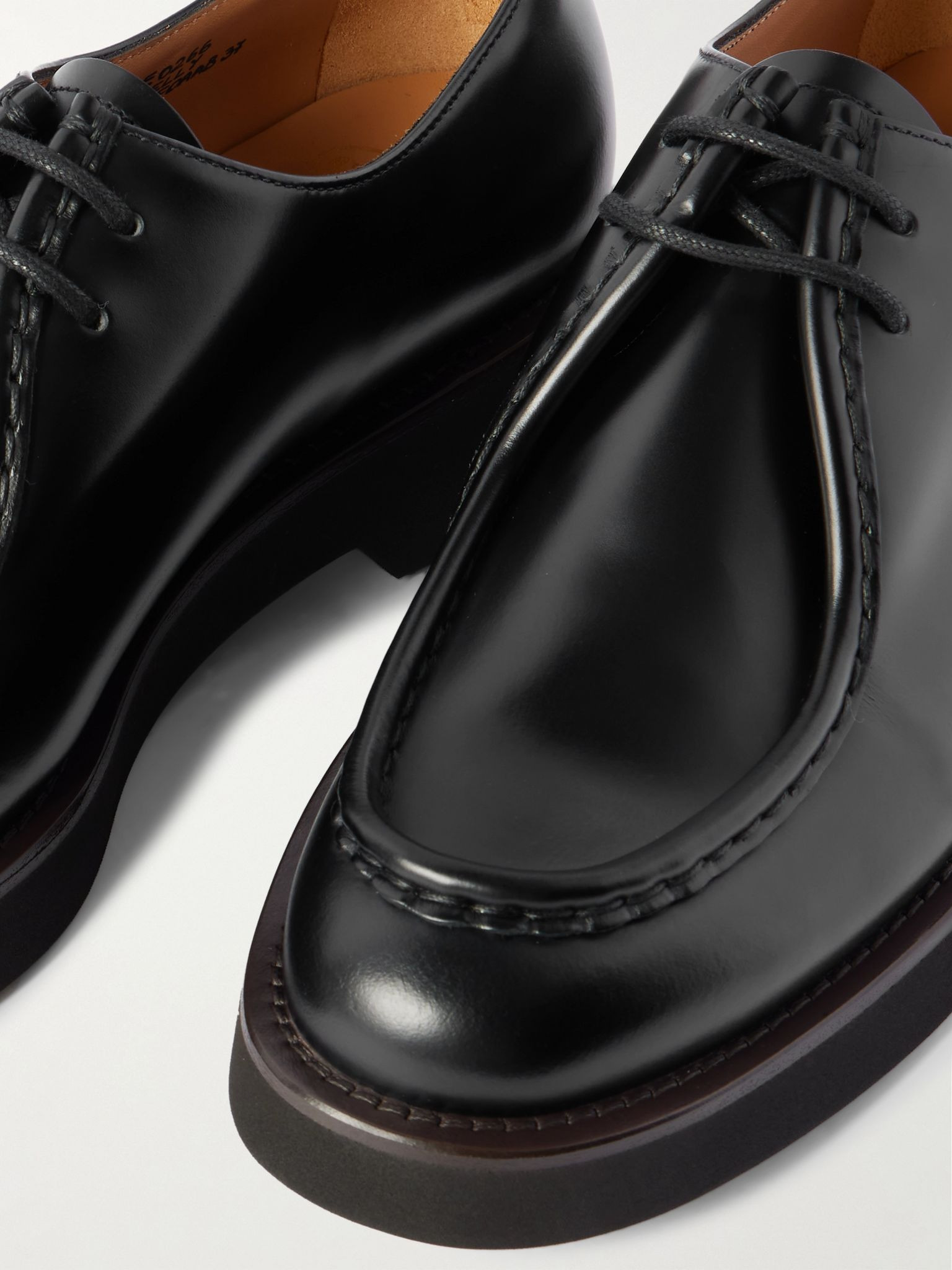 Nelly glossed-leather Derby shoes Black - 4