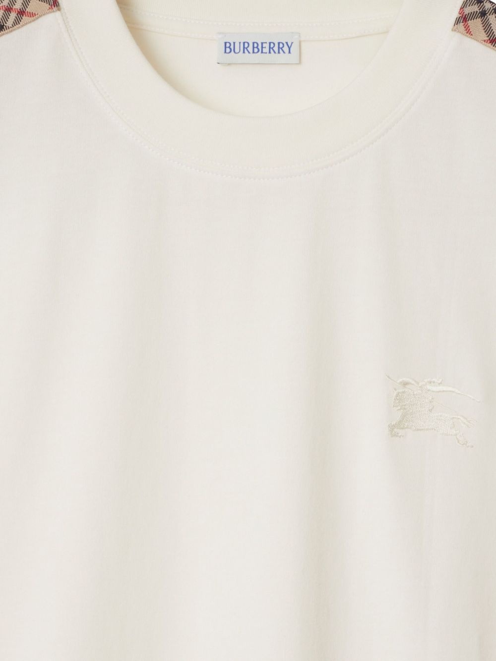 checkered-trim cotton T-shirt - 5