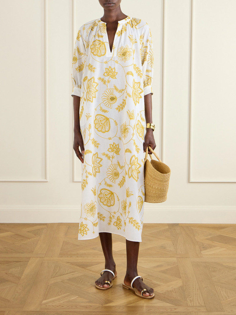 ERES Sari Anjana Belted Embroidered Cotton-blend Midi Dress outlook