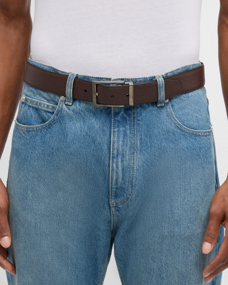 FERRAGAMO Men's Double Adjustable Square-Buckle Leather Belt outlook
