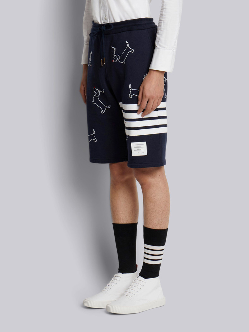 Thom Browne Navy Classic Loopback All Over Hector Rudolph Embroidery 4-bar Sweatshort outlook