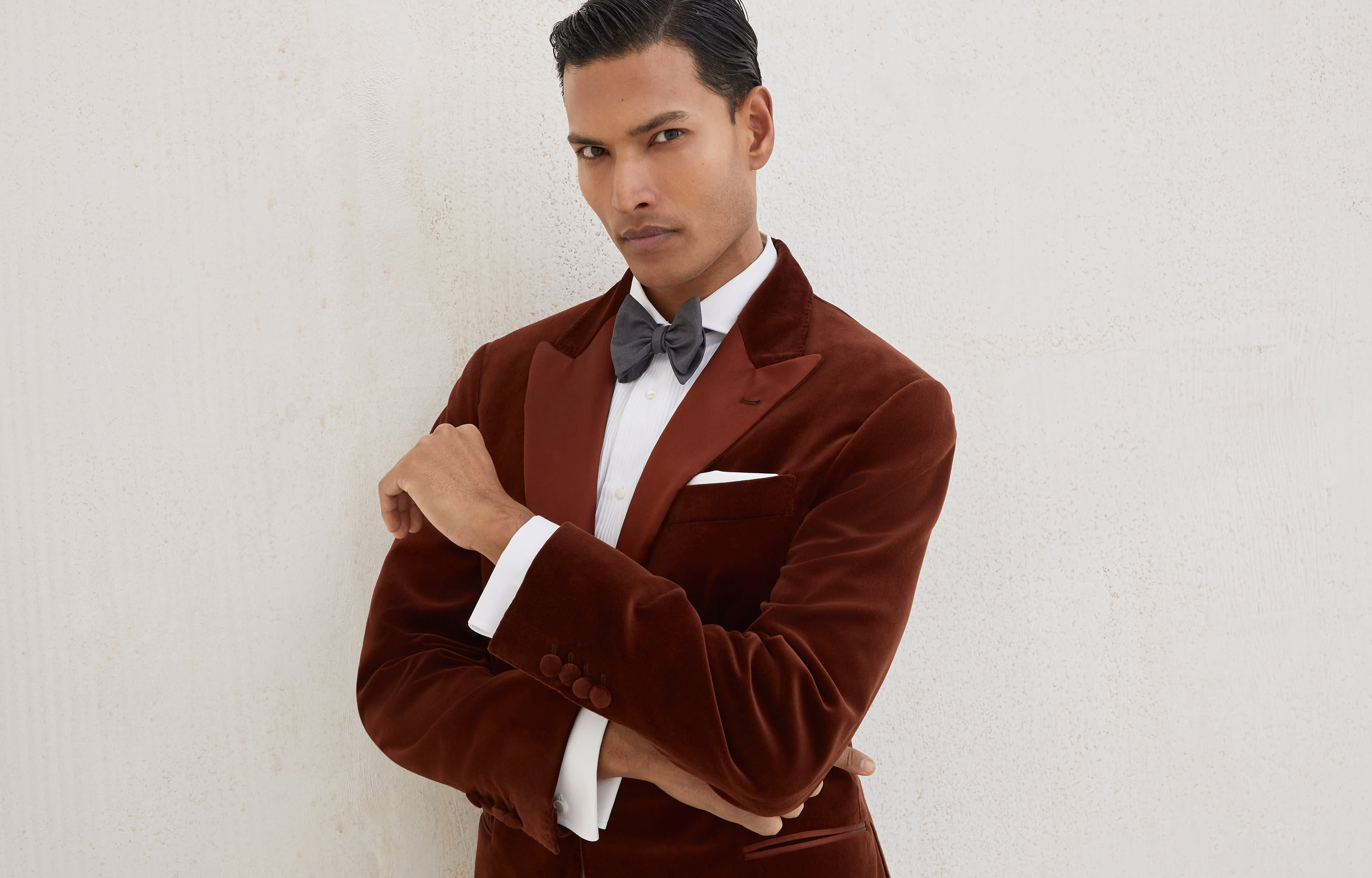Cotton and silk velvet tuxedo jacket with peak lapels - 6