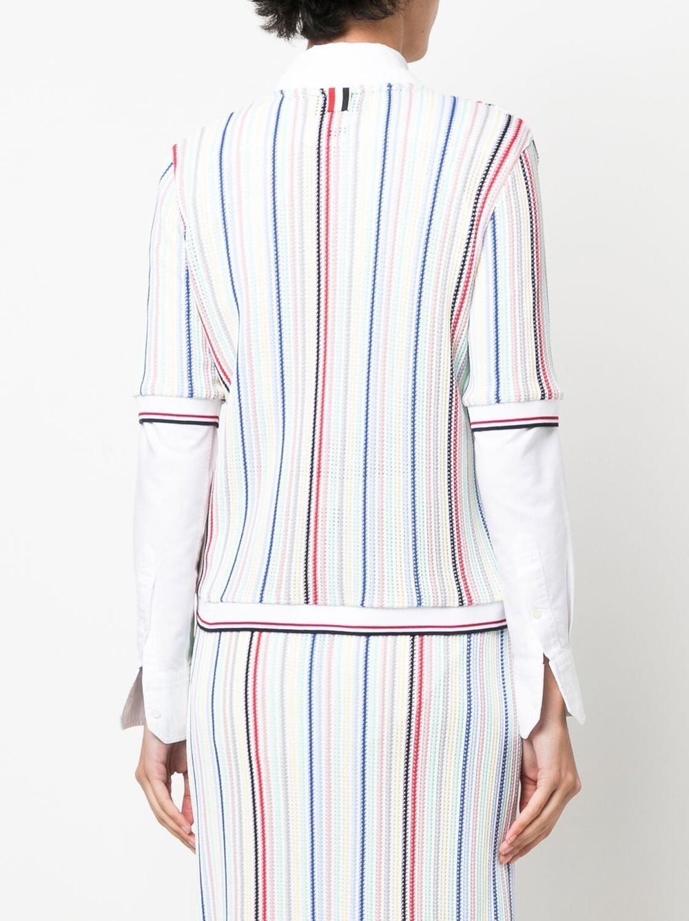 striped short-sleeve cardigan - 4