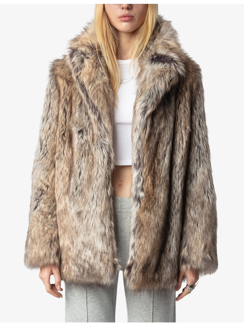 Faune open-collar faux-fur coat - 5