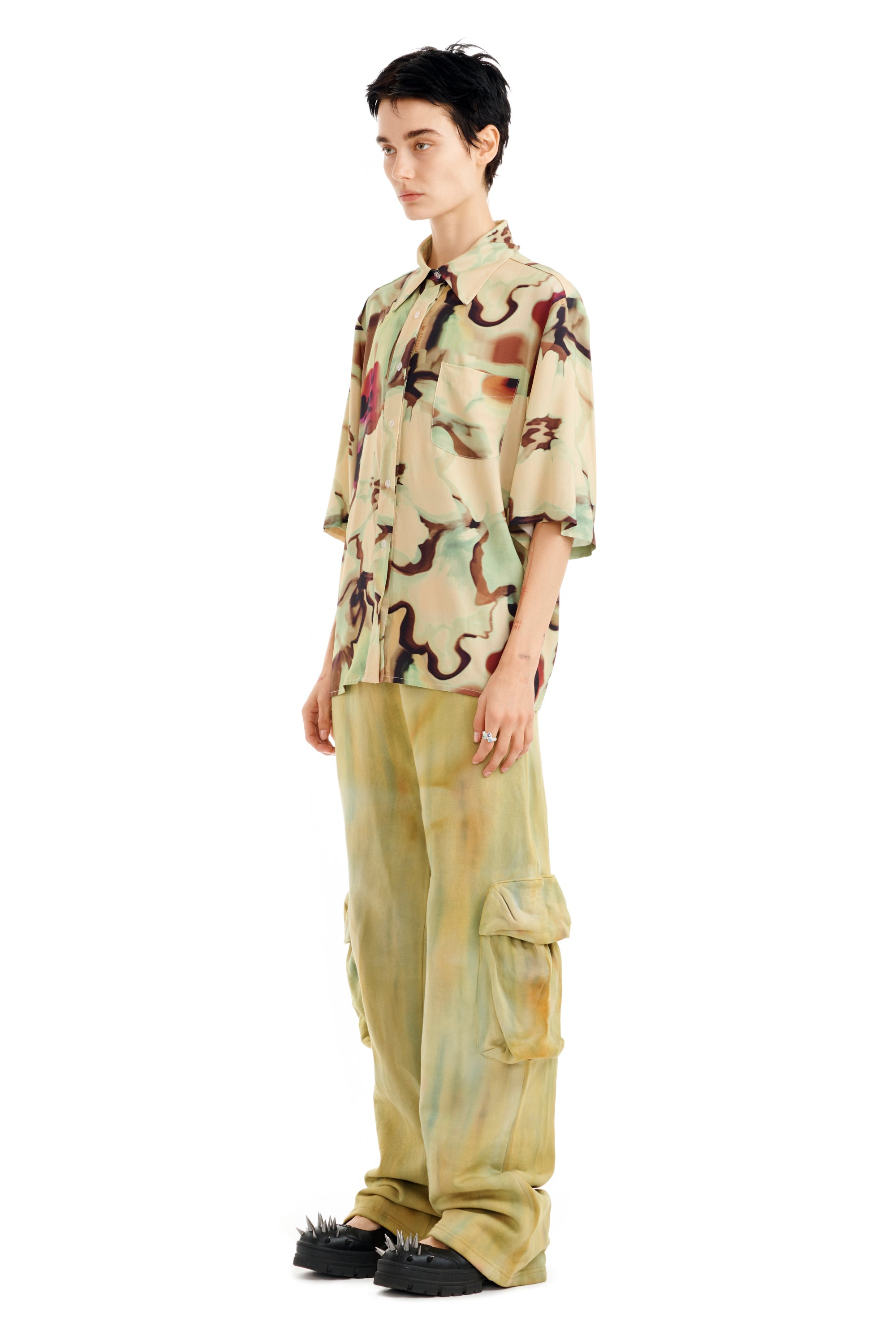 WATERCOLOR FLORAL MARKET BUTTON UP - 3
