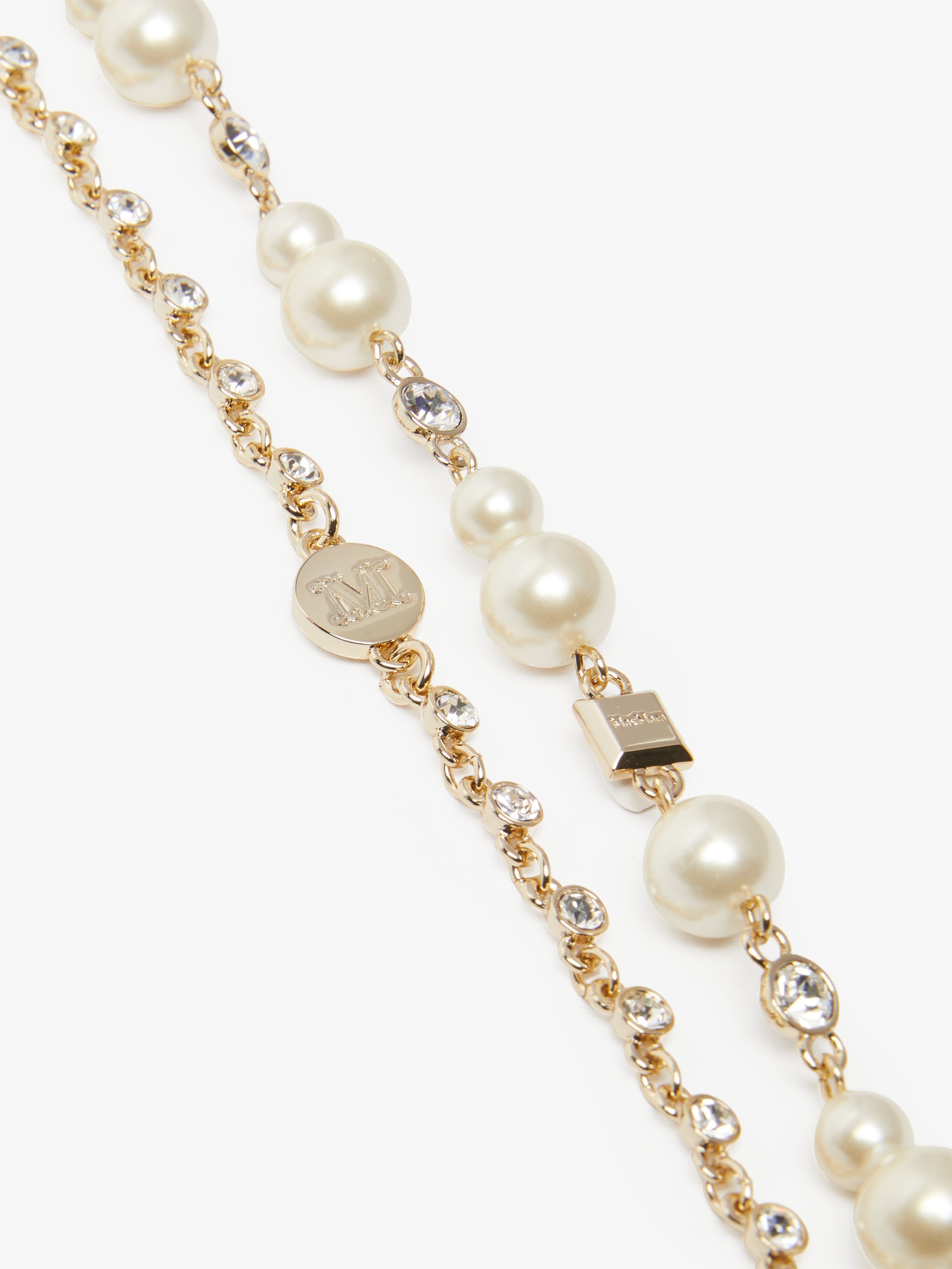 NEVIS Pearl and rhinestone long necklace 2