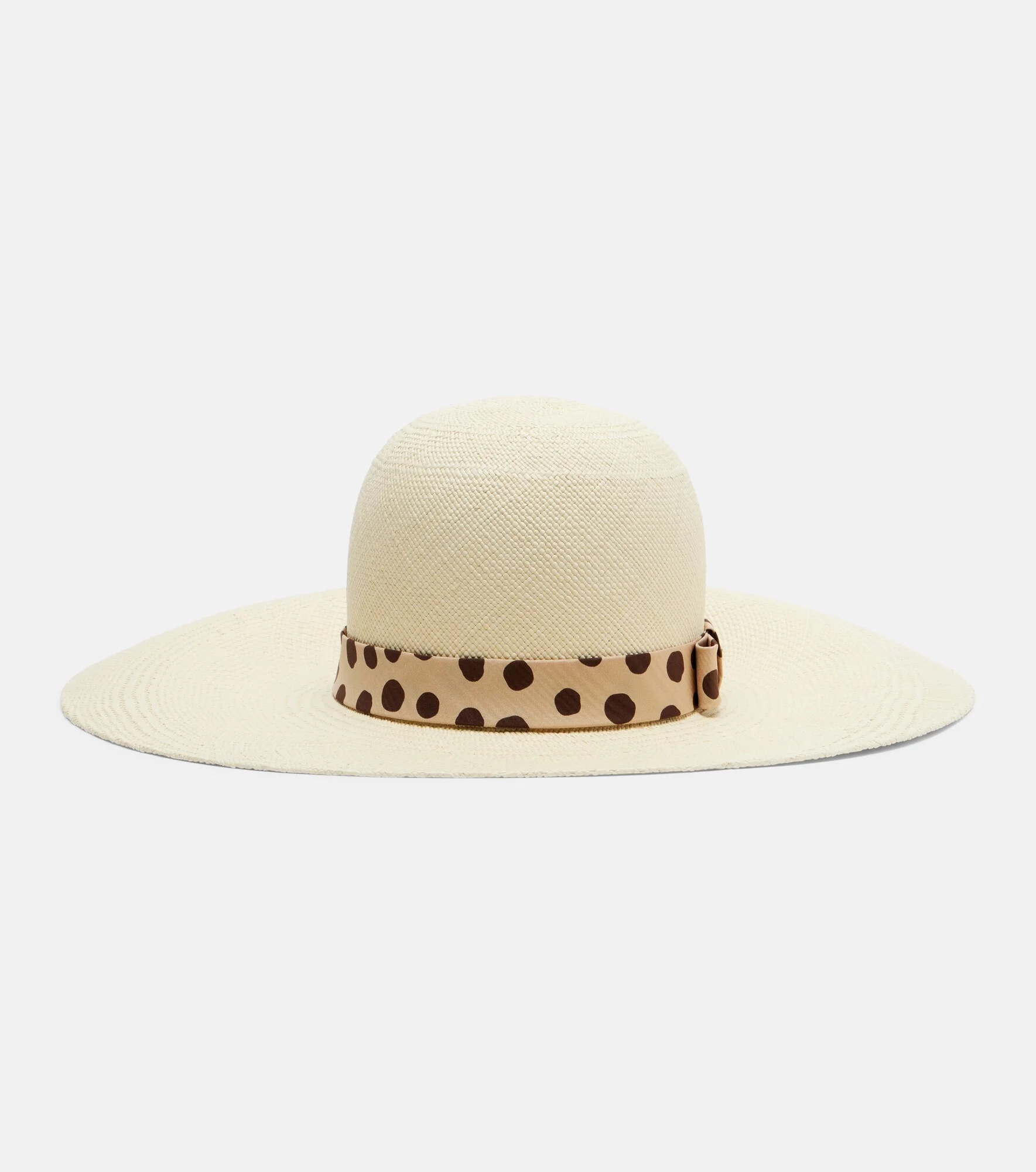 Polka-dot straw boater hat - 1