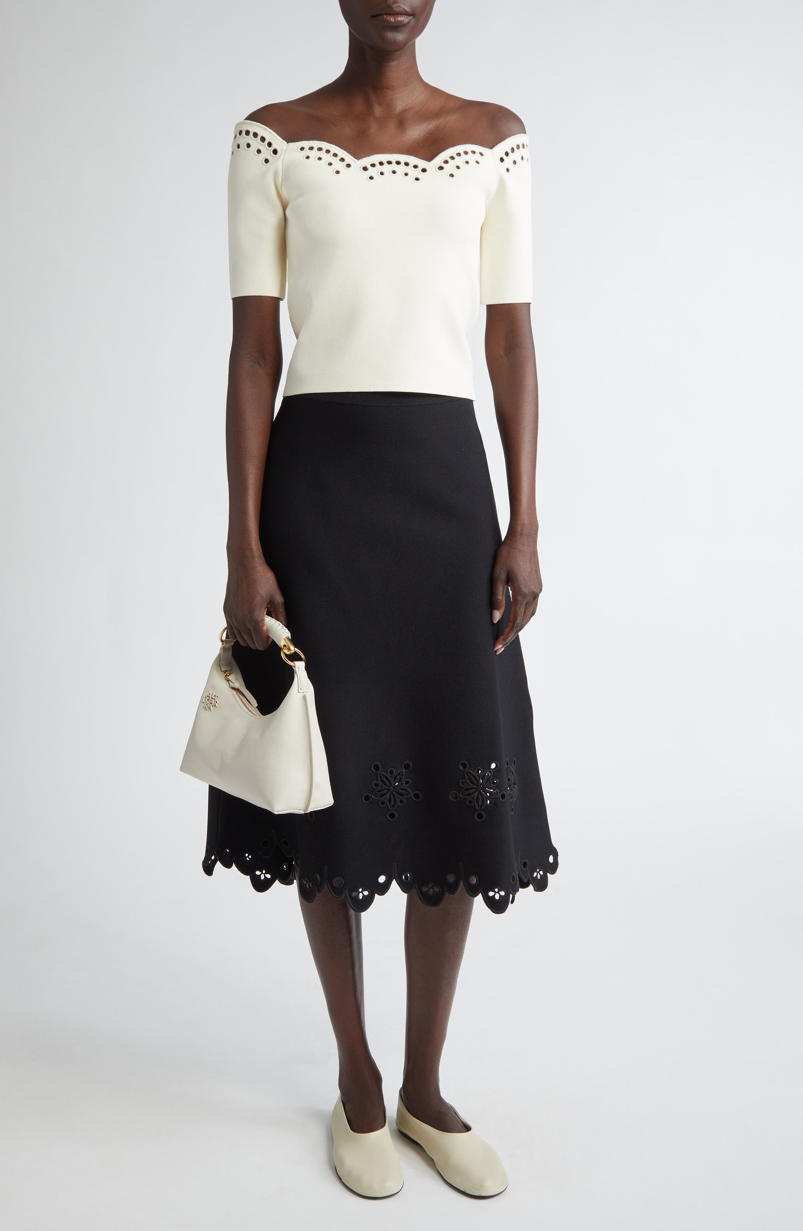 Altuzarra Posy Eyelet Embroidered Off the Shoulder Top in Ivory at Nordstrom - 2