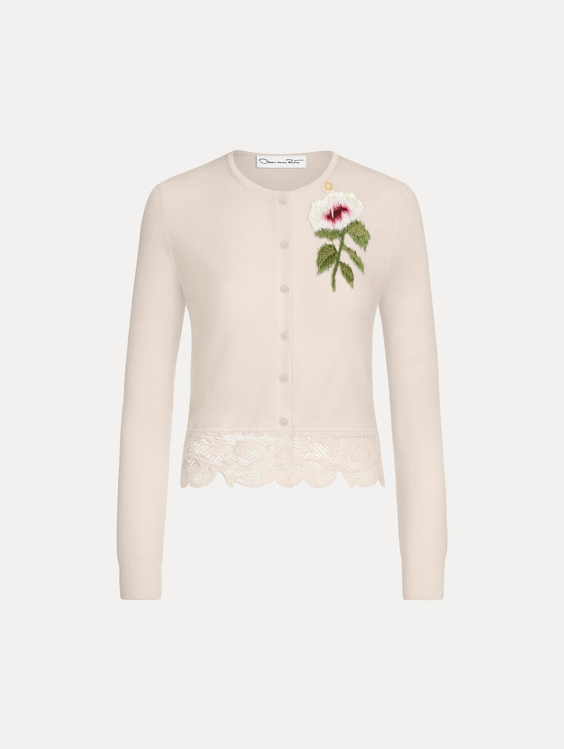 CHINÉ HIBISCUS THREADWORK CROPPED CARDIGAN - 1