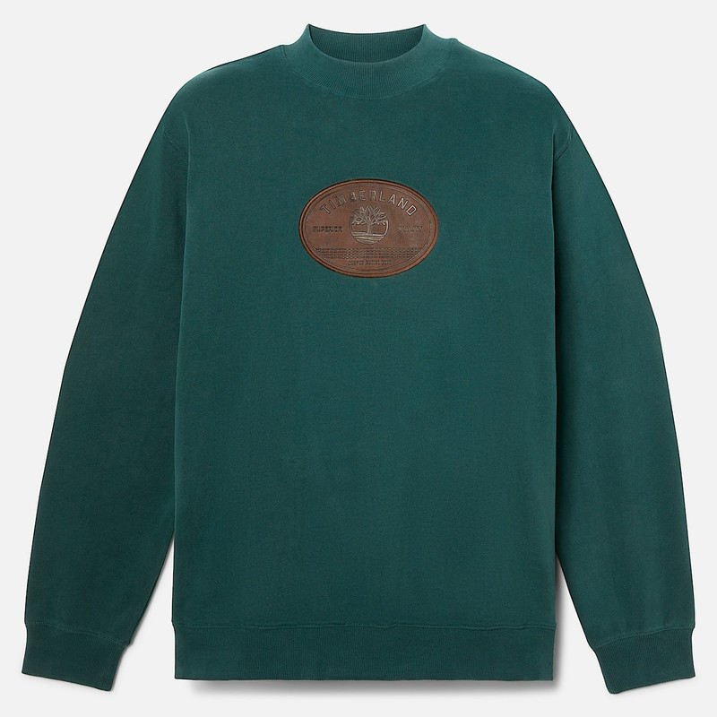 Men's Leather Badge Crewneck Sweatshirt 1