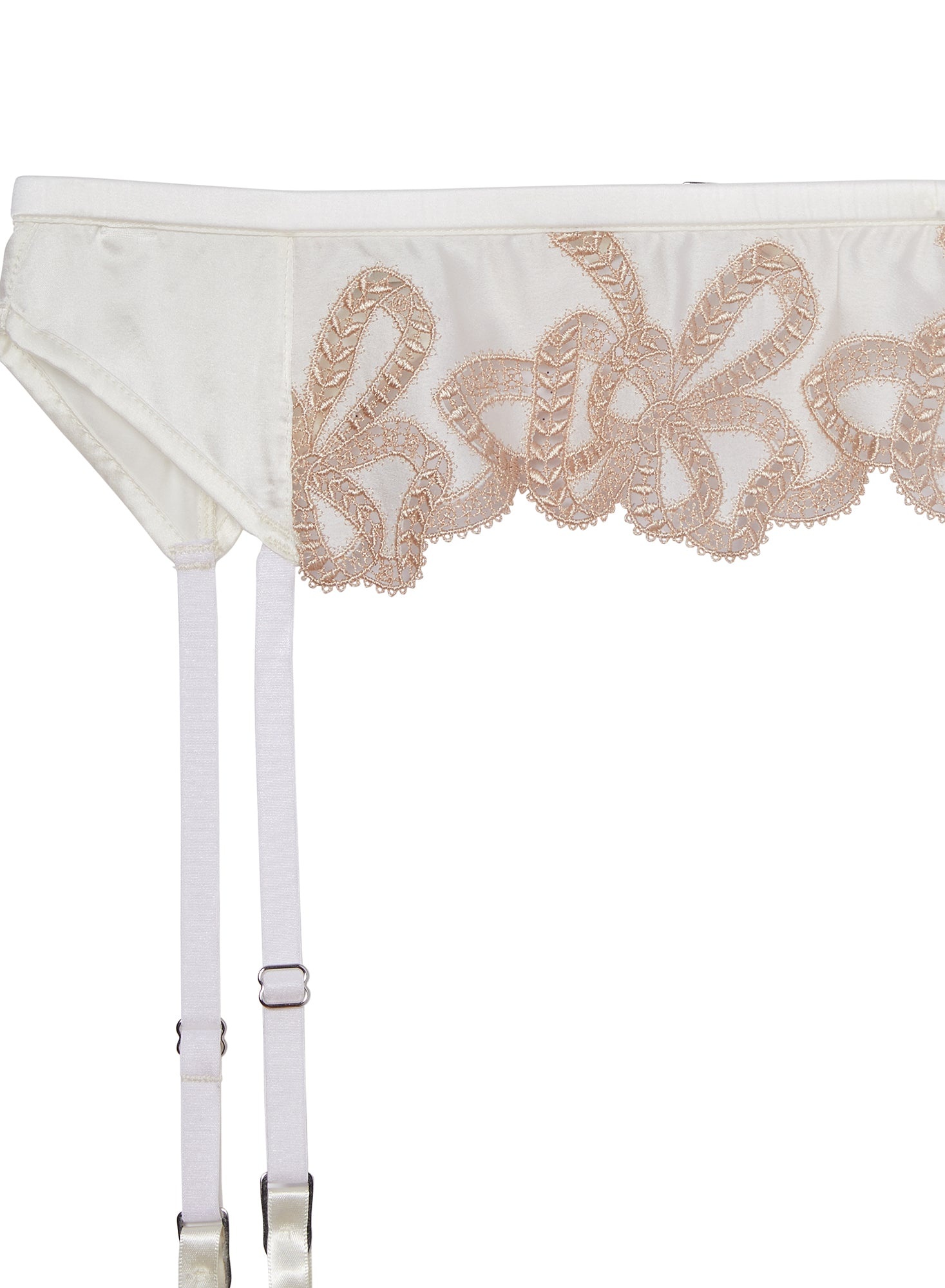 Bow Guipure Embroidery Garter Belt - 7