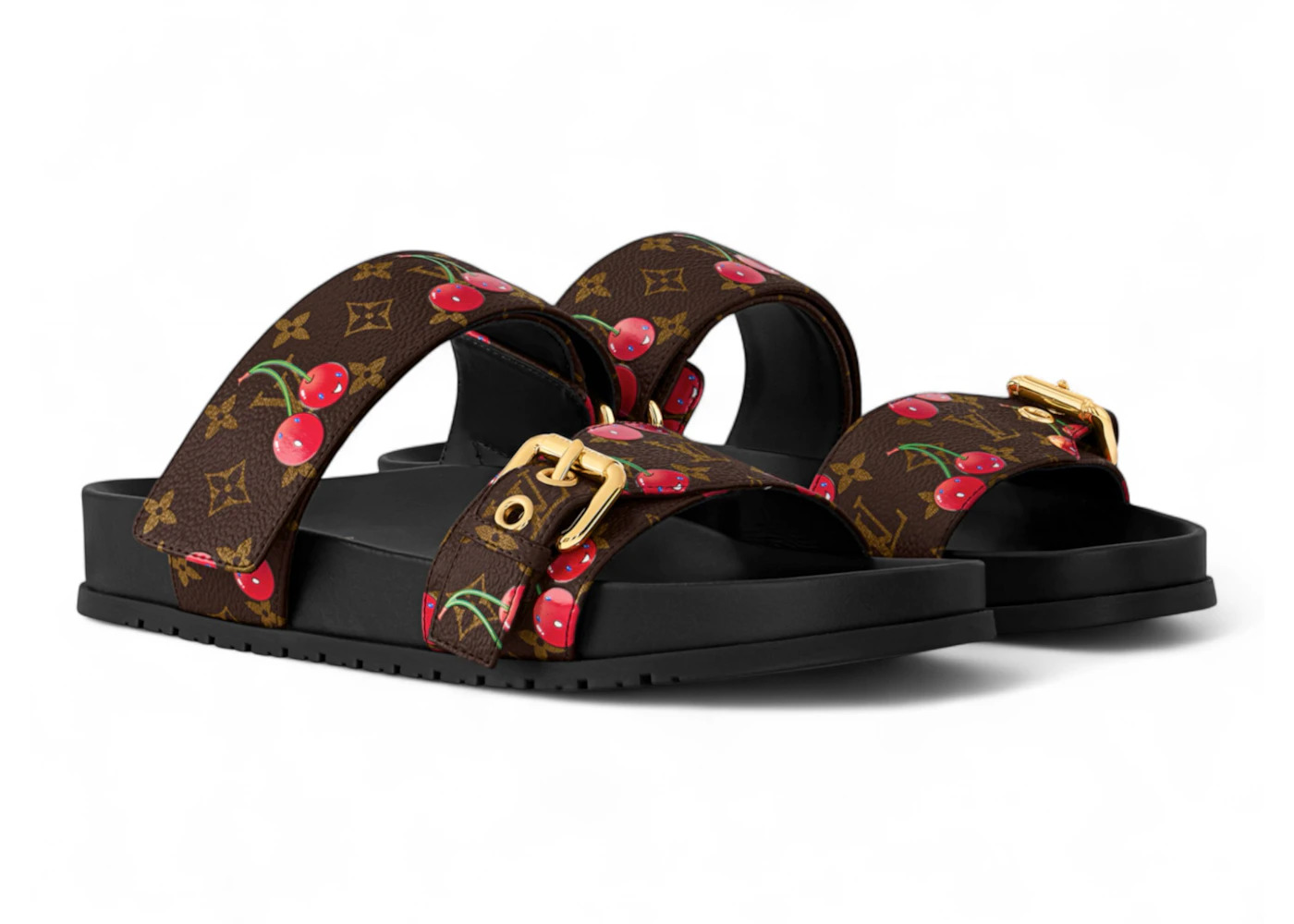 Louis Vuitton Cherry Bom Dia Flat Comfort Mule x Takashi Murakami Brown Monogram Cherry - 2