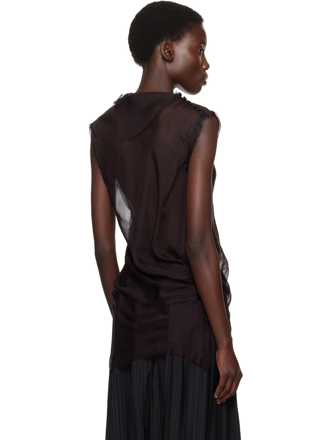 Purple Draped Sleeveless Blouse - 3