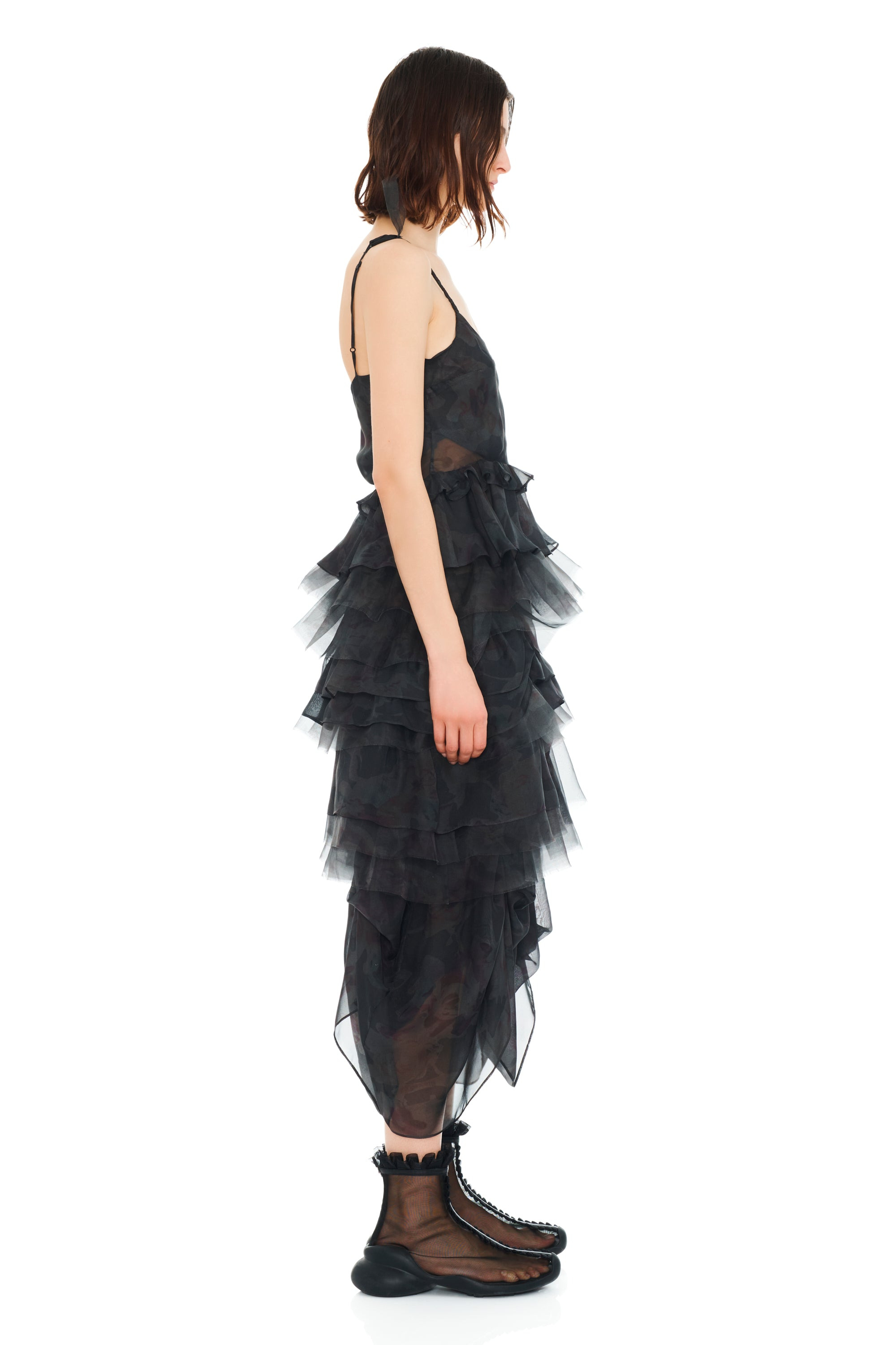 BLACK WATERCOLOR ROSES GERANIUM DRESS - 4