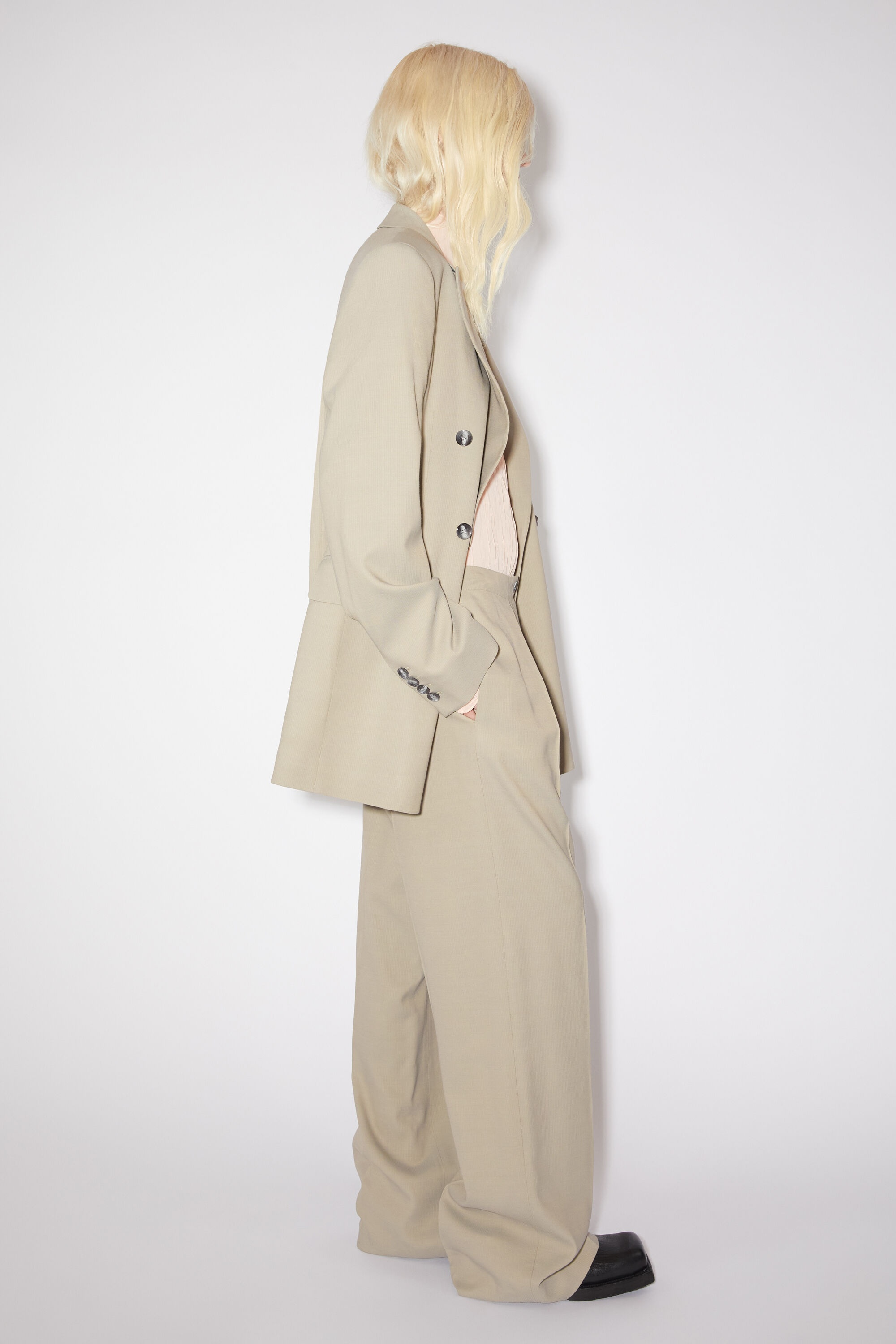 Tailored herringbone trousers - Dusty grey - 4