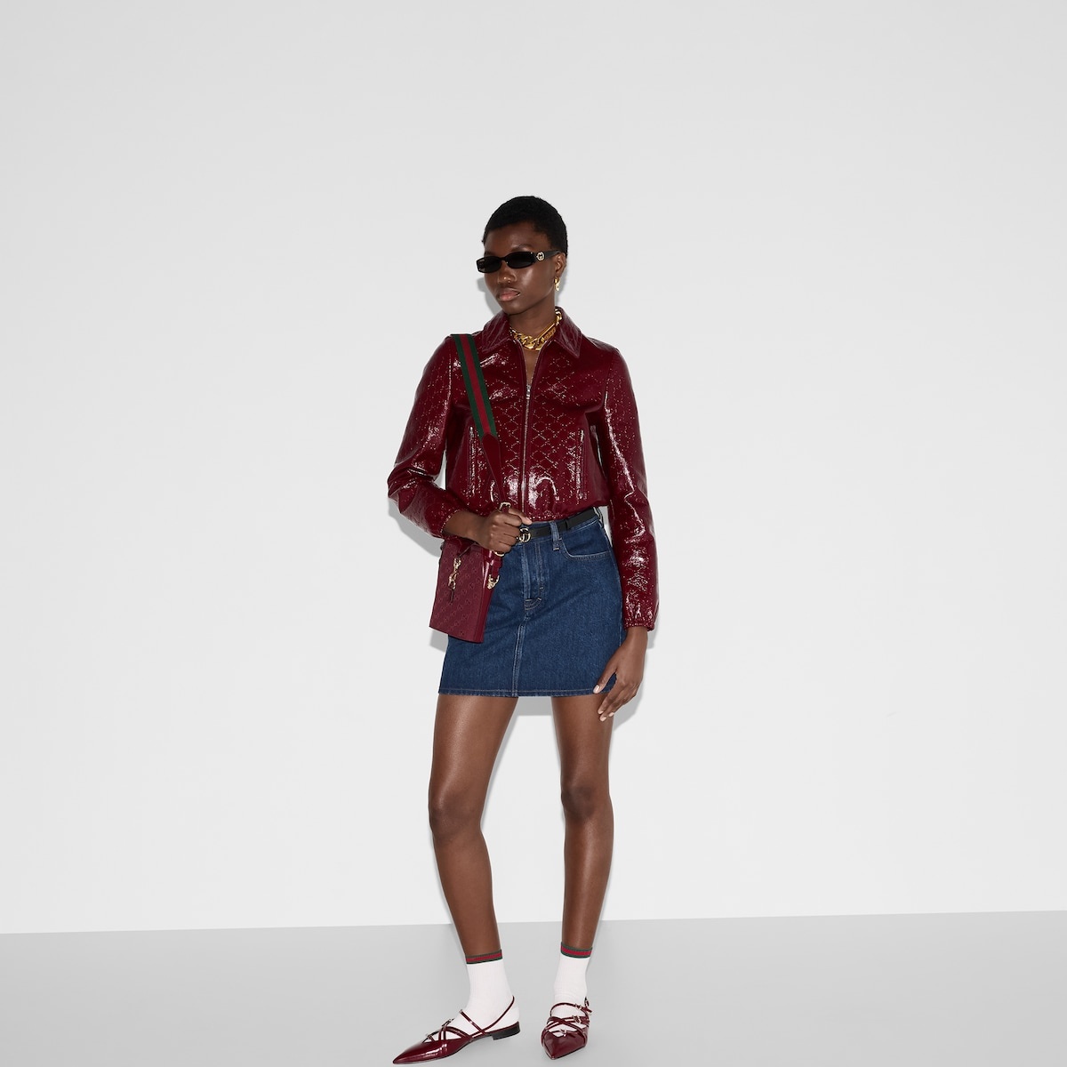 Regular denim skirt with laser logo - 6