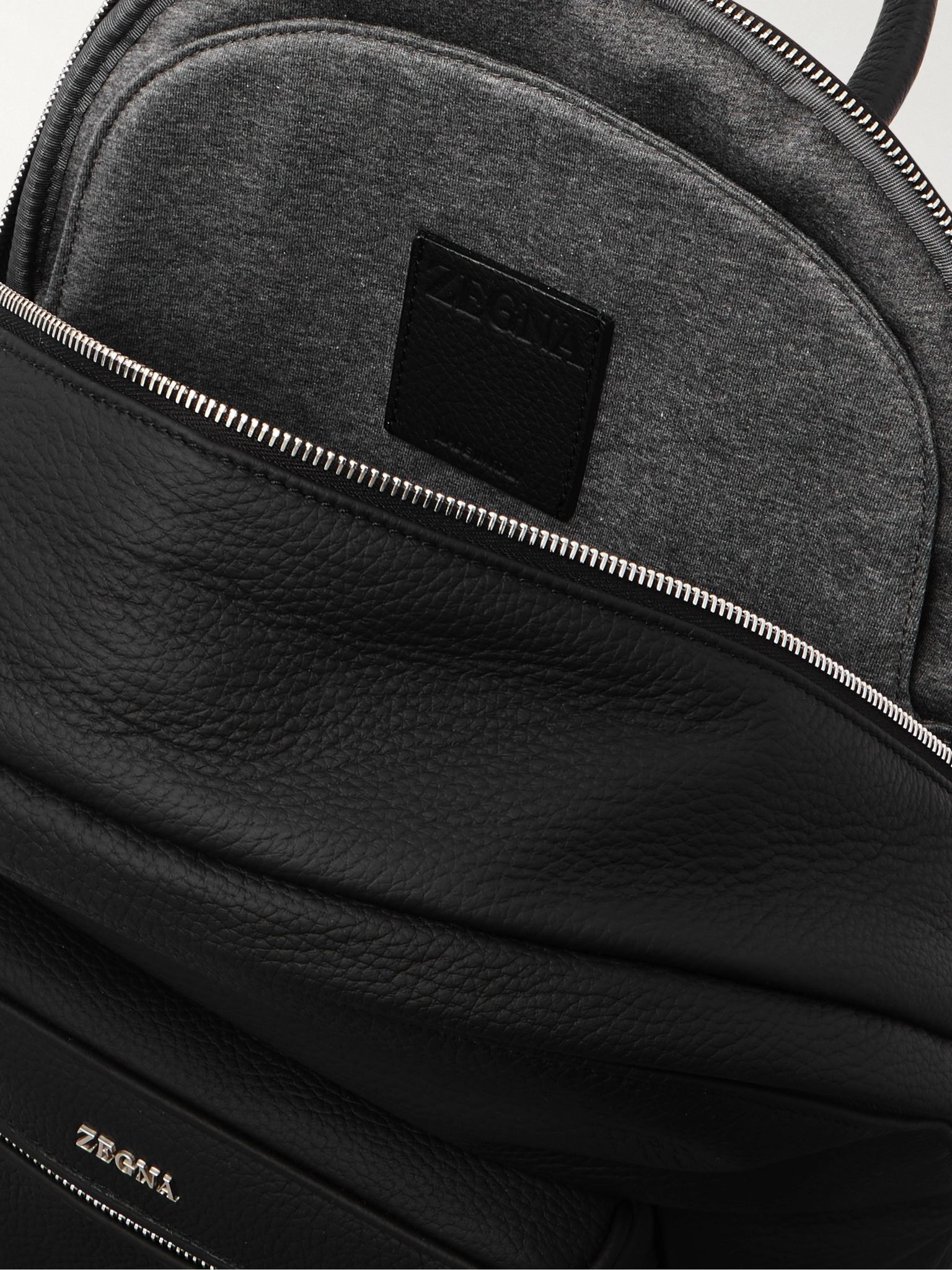 Full-Grain Leather Backpack Black - 5
