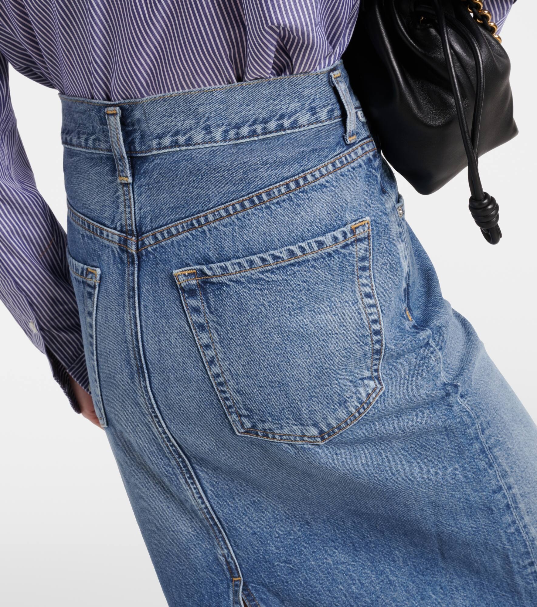 Circolo Reworked denim maxi skirt - 6