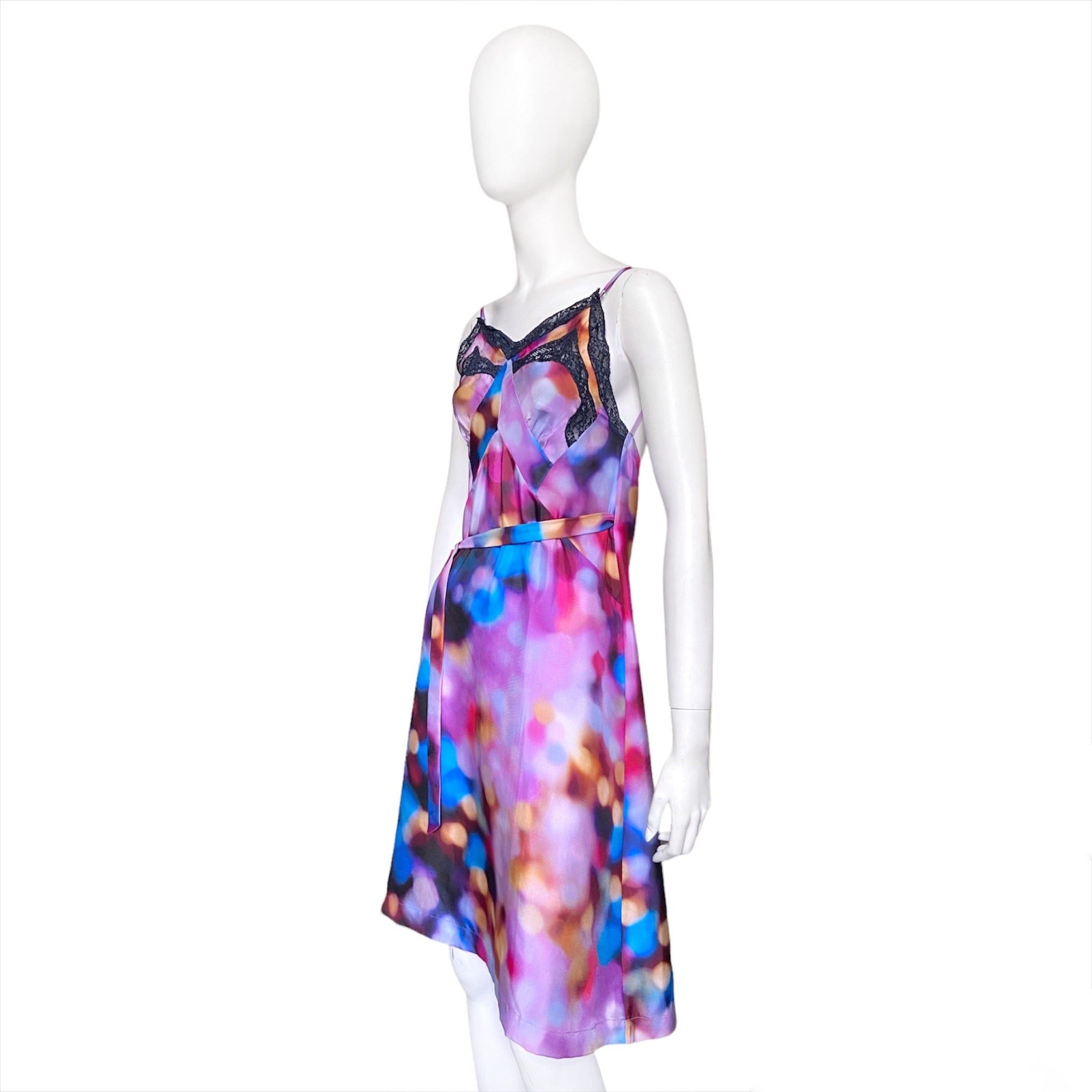 Jean paul gaultier backless purple sparkle lingerie silk wrap dress 38 - 2