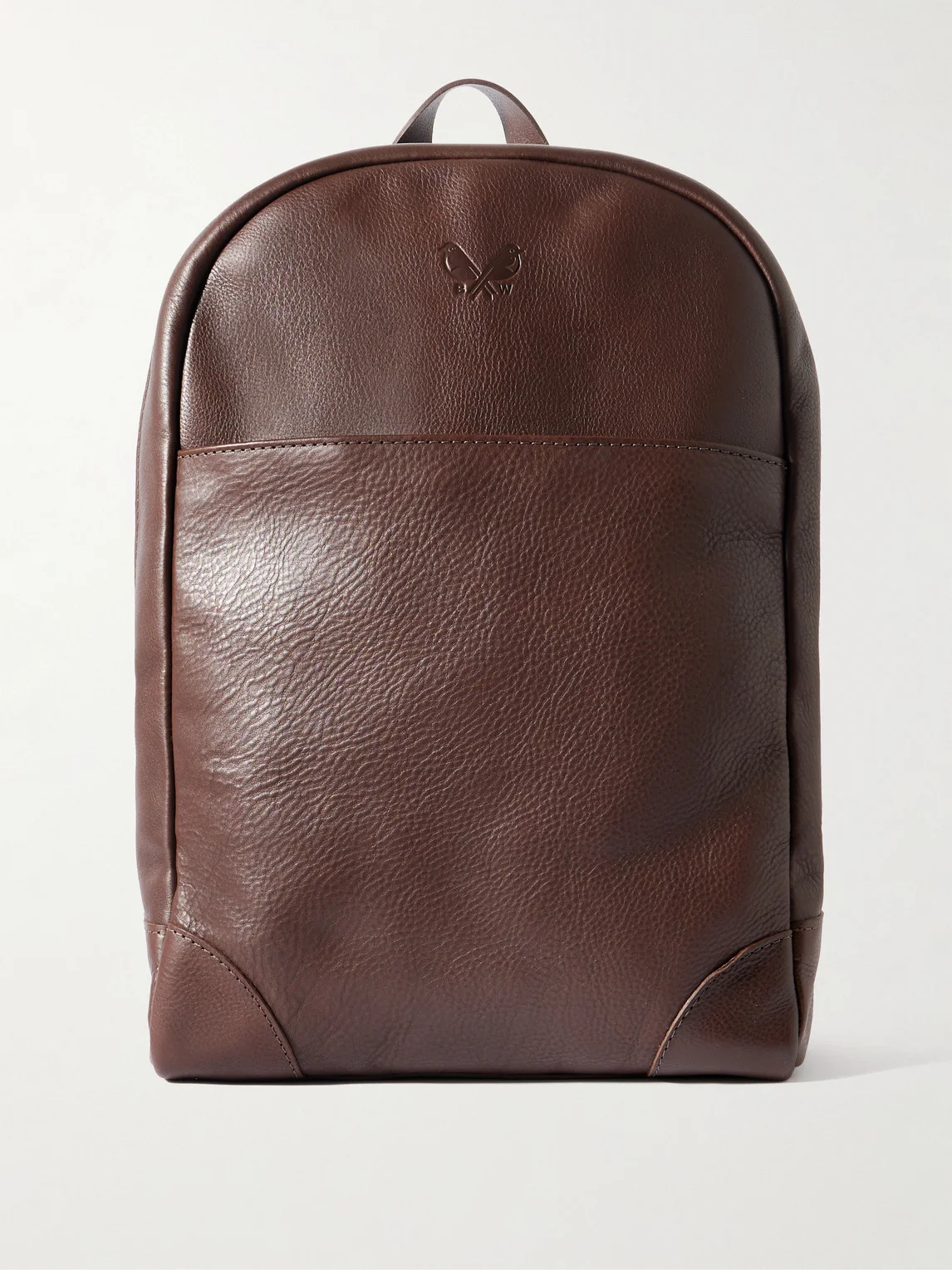 Logo-Debossed Full-Grain Leather Backpack - 1