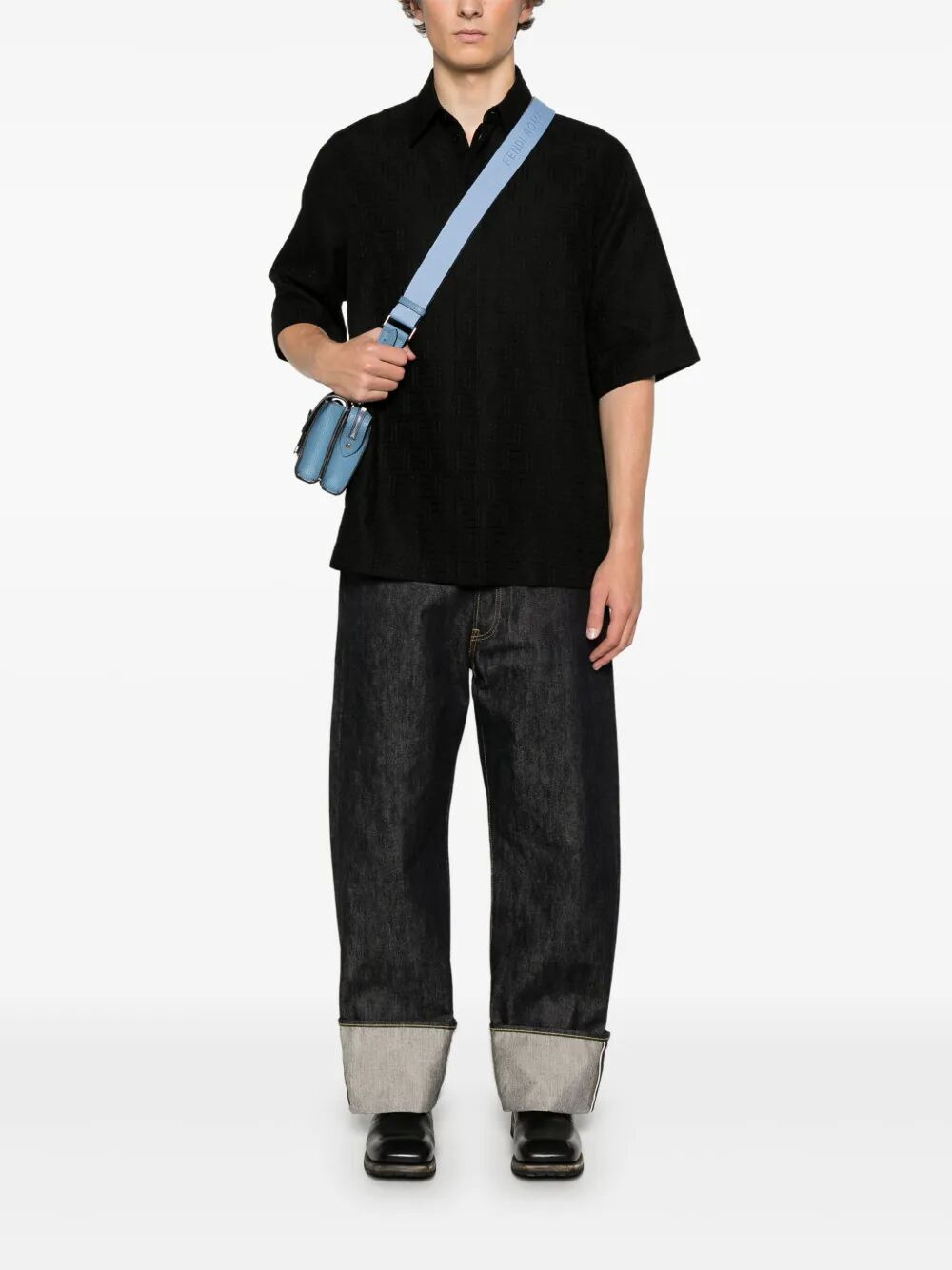 Fendi Men Linen Ff Jacquard Oversize Shirt - 5