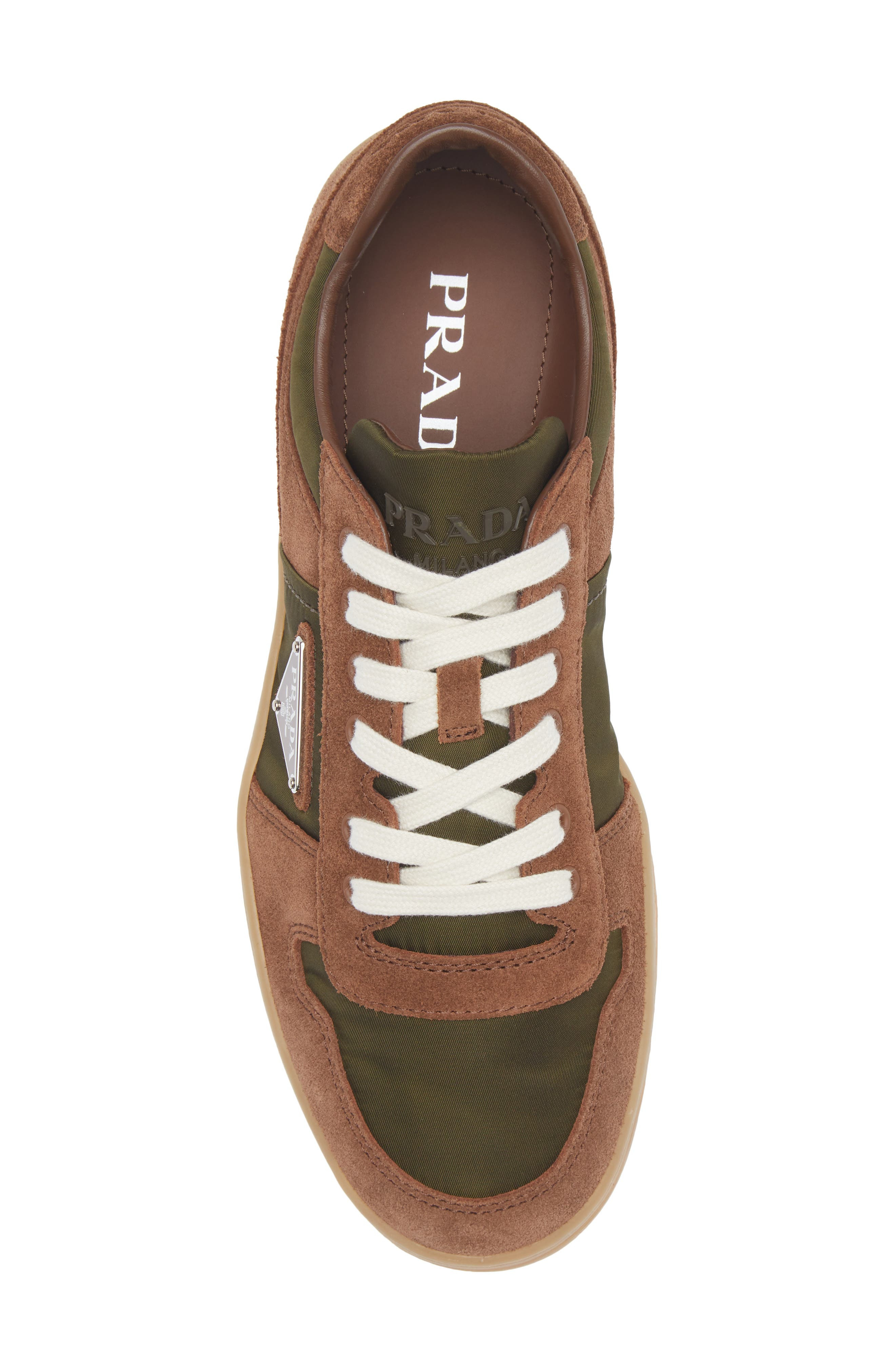 Prada Downtown Logo Low Top Sneaker in Cocoa Brown/Moss Green at Nordstrom - 5