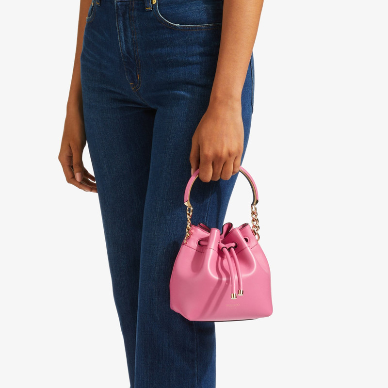 JIMMY CHOO Bon Bon Bucket S
Candy Pink Leather Bucket Bag with Light Gold Hardware outlook