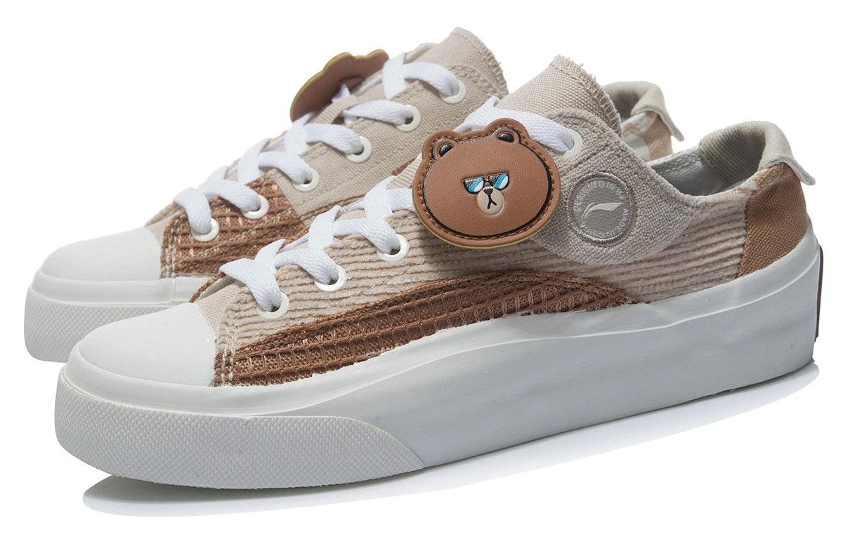 (WMNS) Li-Ning x Line Friend Vulc Low 'Brown White' AGCR280-1 - 4