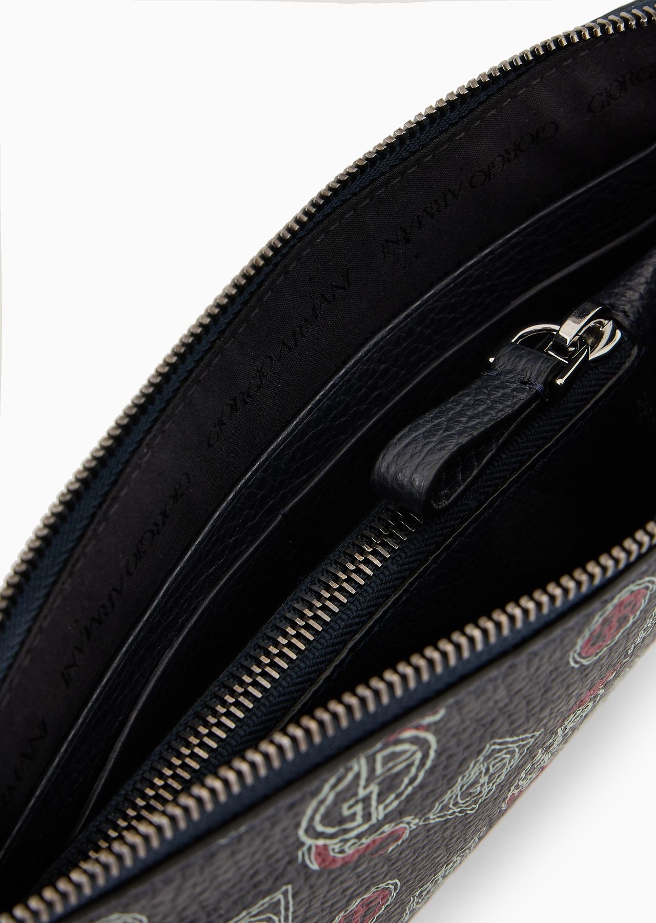 Leather pouch with all-over monogram - 3