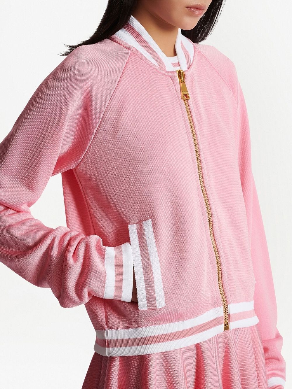 stripe-trim knitted jacket - 6