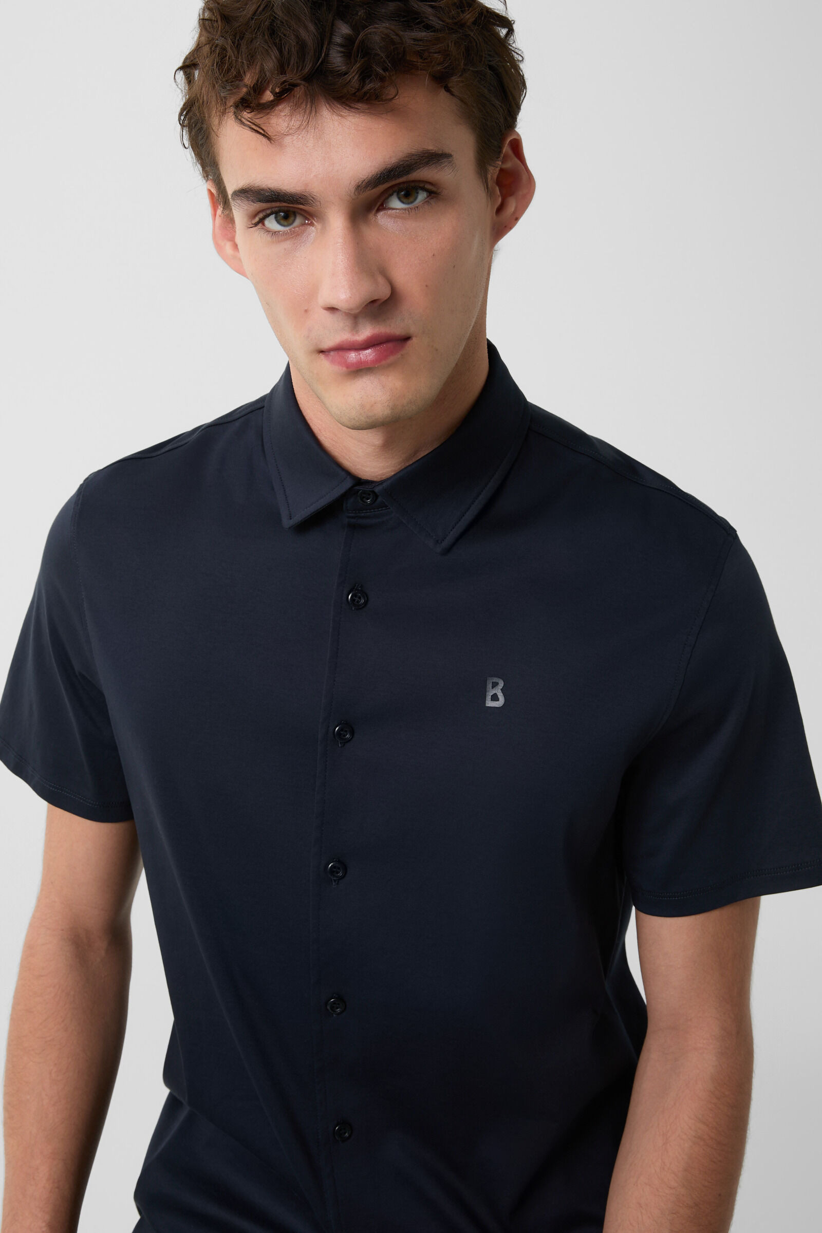 Jersey short-sleeved shirt Franz in Navy blue - 4
