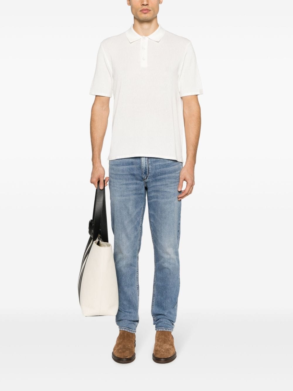 Harvey ribbed-knit polo shirt - 2