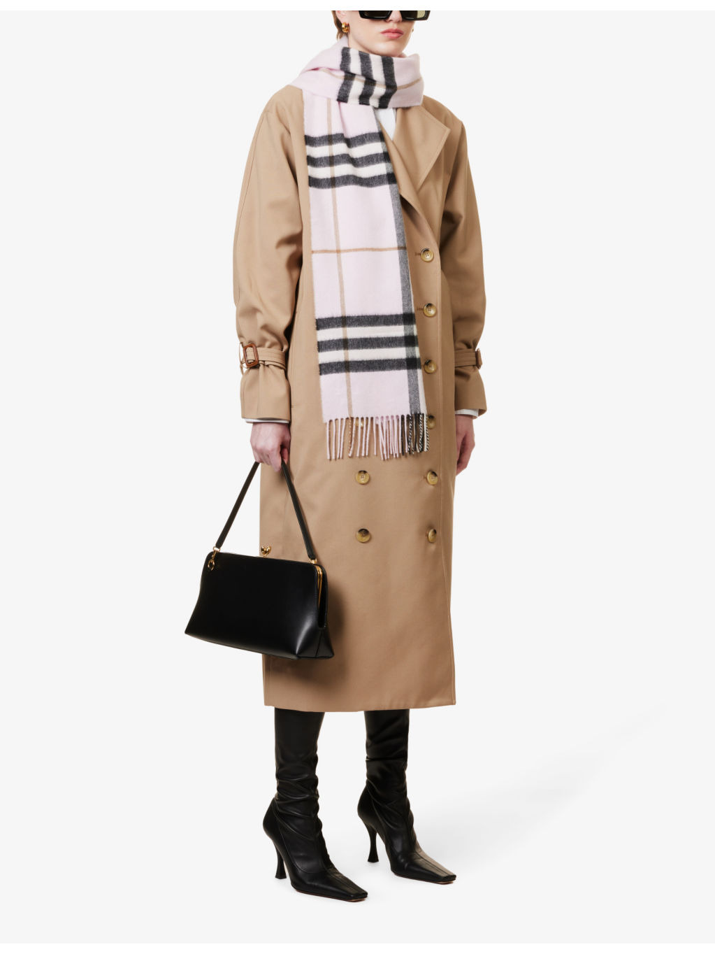 Giant Check fringed cashmere scarf - 2