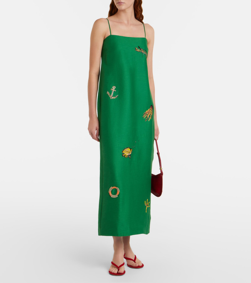 ALÉMAIS Embellished printed linen-blend maxi dress outlook