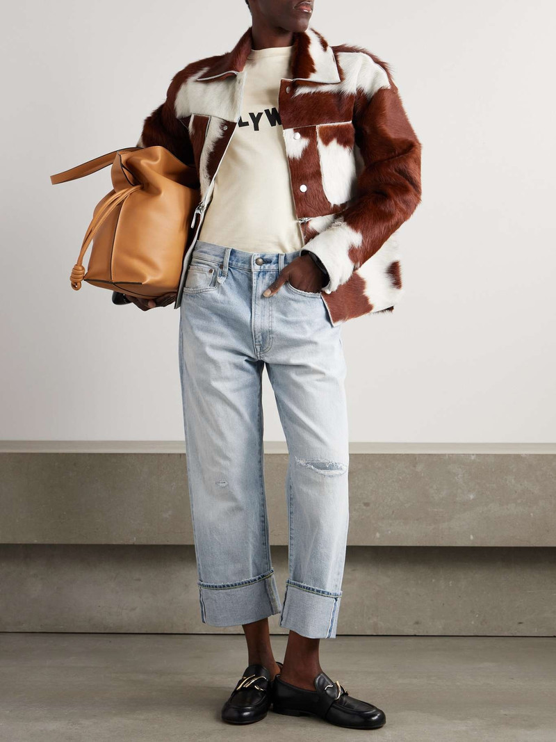 R13 Cuffed X-BF distressed low-rise straight-leg jeans Light denim outlook