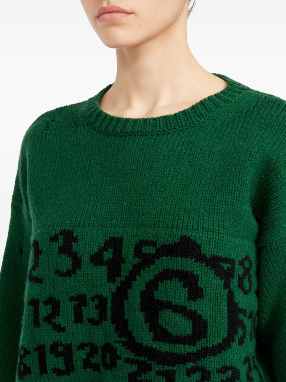 logo-intarsia distressed-effect jumper - 7