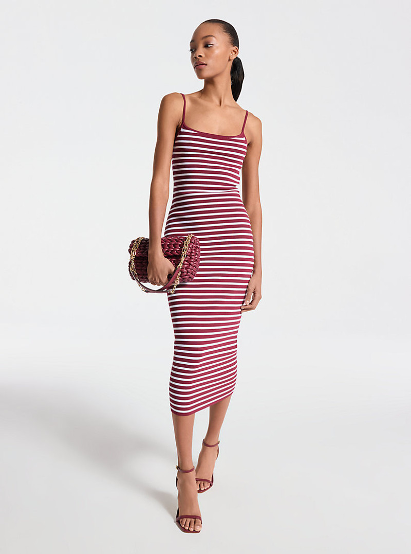 Striped Stretch Viscose Blend Midi Dress 1