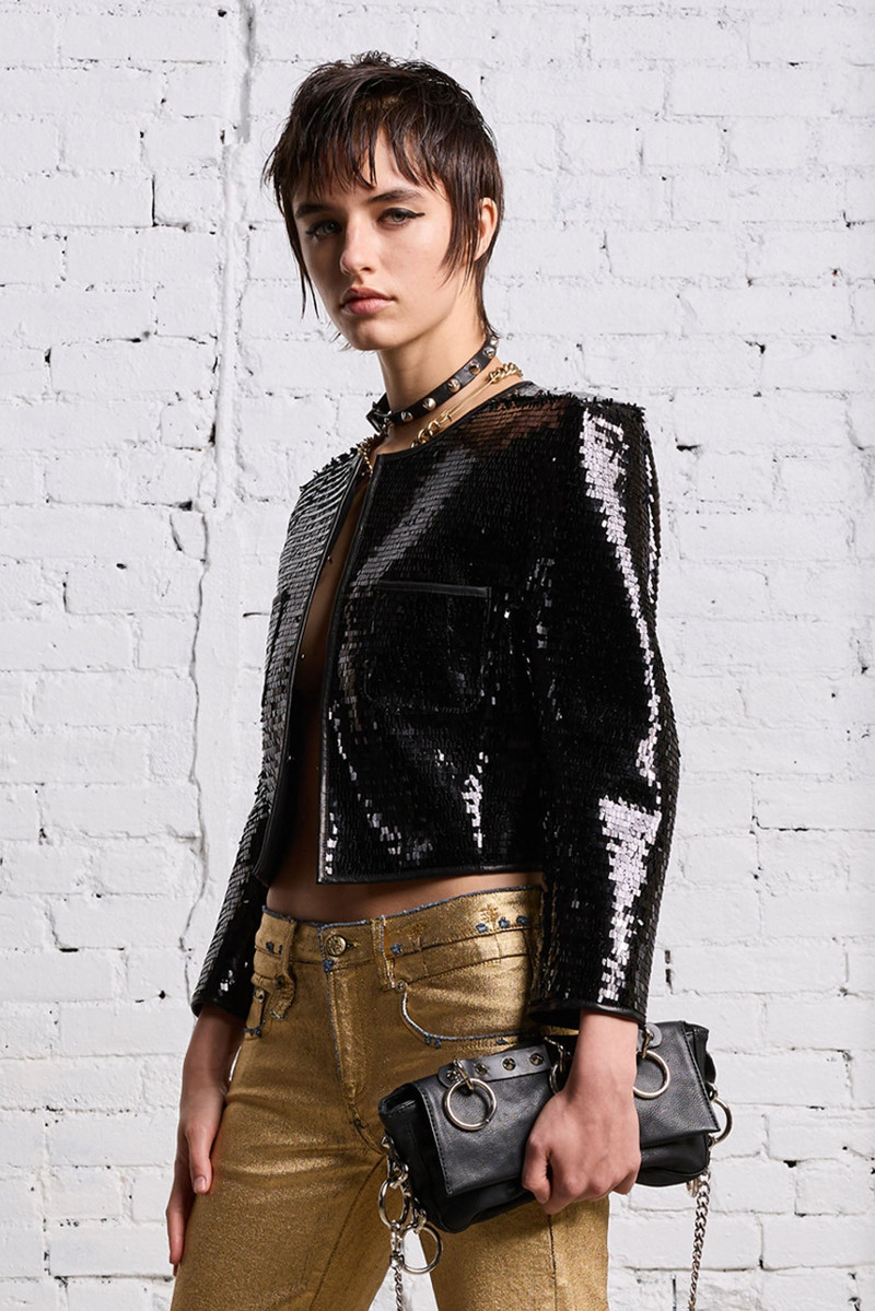 R13 SQUARE SHOULDER SEQUIN JACKET - BLACK outlook