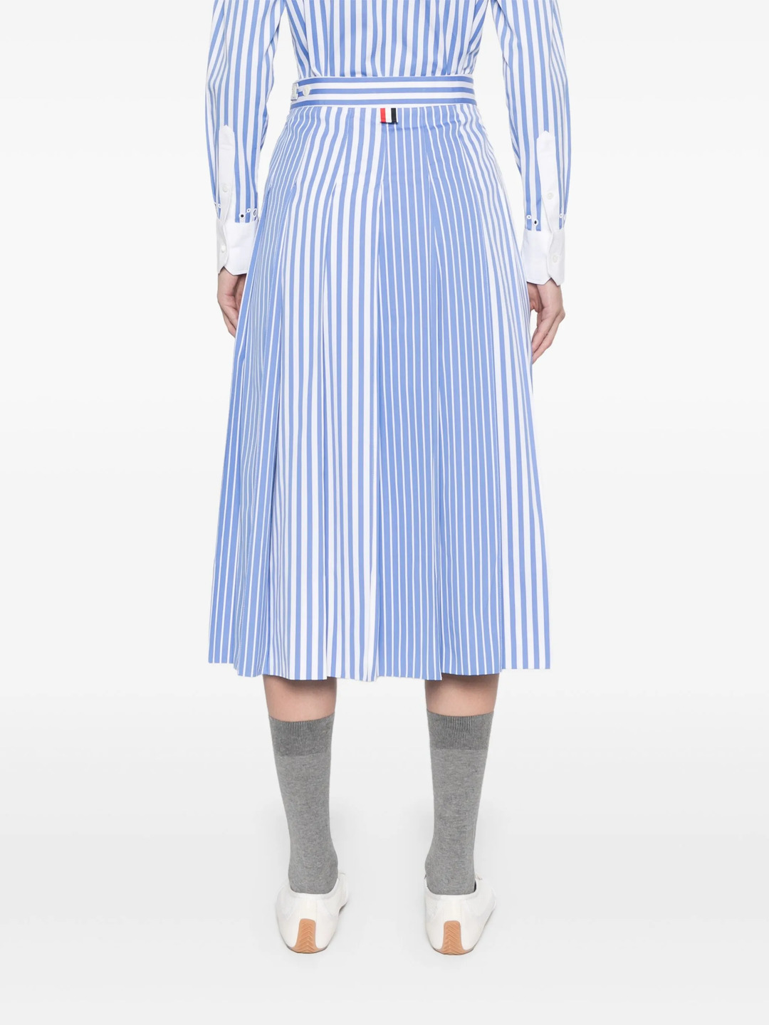 Awning Striped Poplin Funmix Pleated Skirt Women - 4