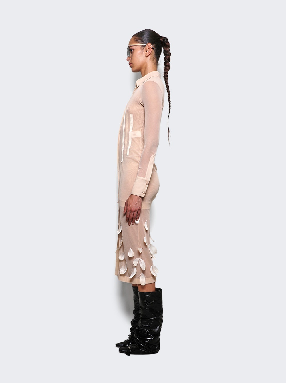 Layered Cardigan Dress Pale Pink - 4
