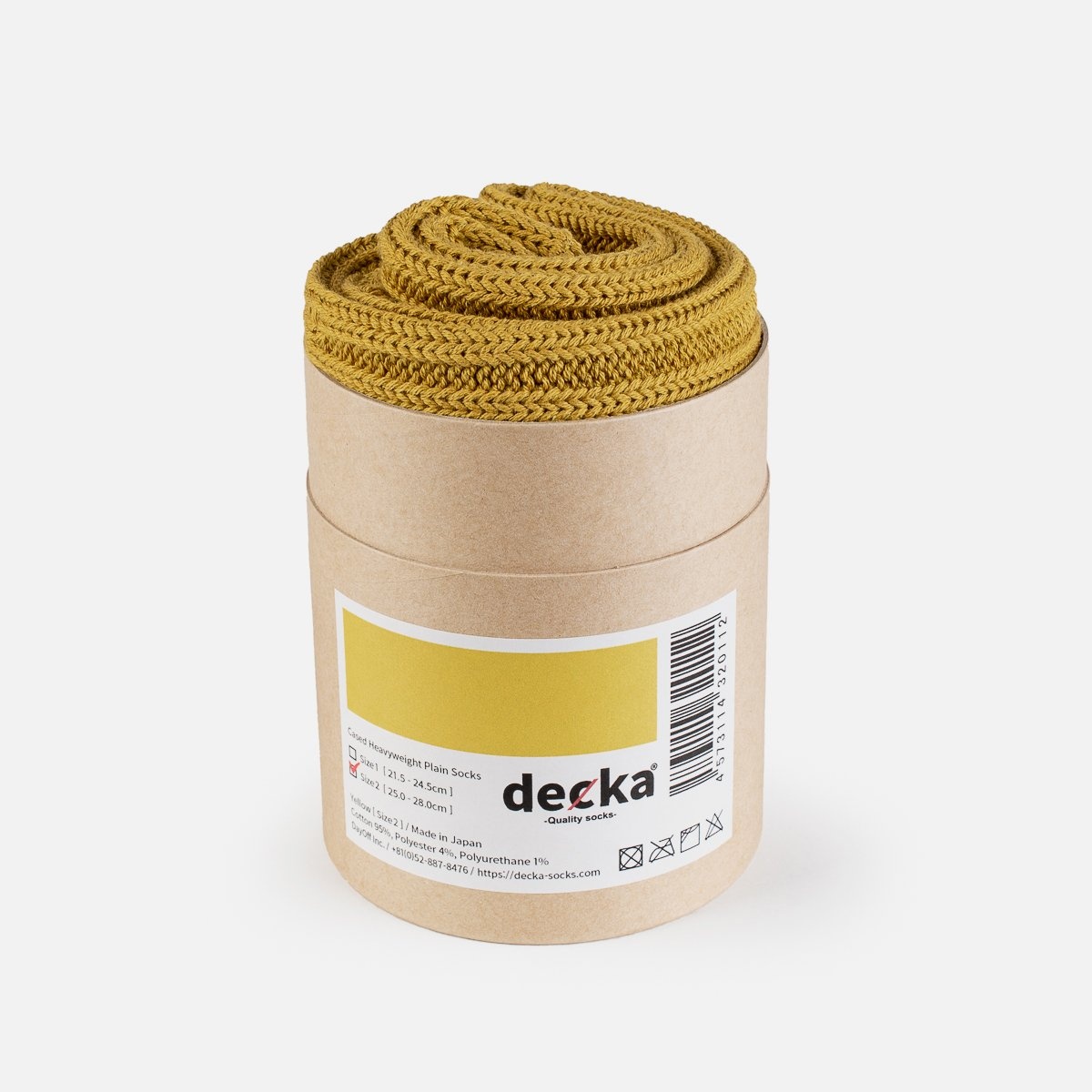 DEC-CAS-YEL Decka Cased Heavyweight Plain Socks - Yellow - 1