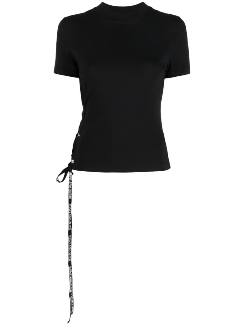 lace-up cotton T-shirt - 1