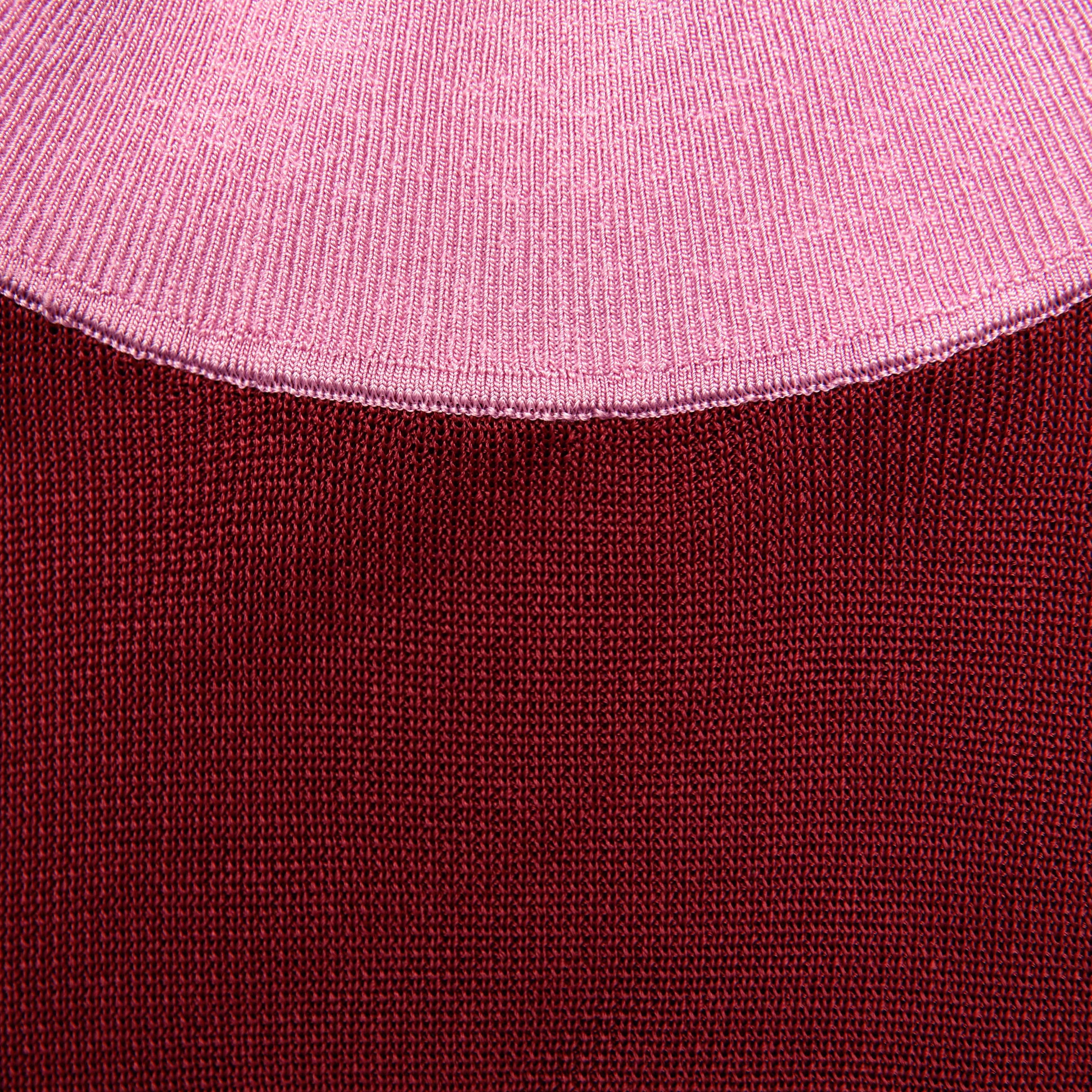 Burgundy Contrast Viscose Knit Top - 5