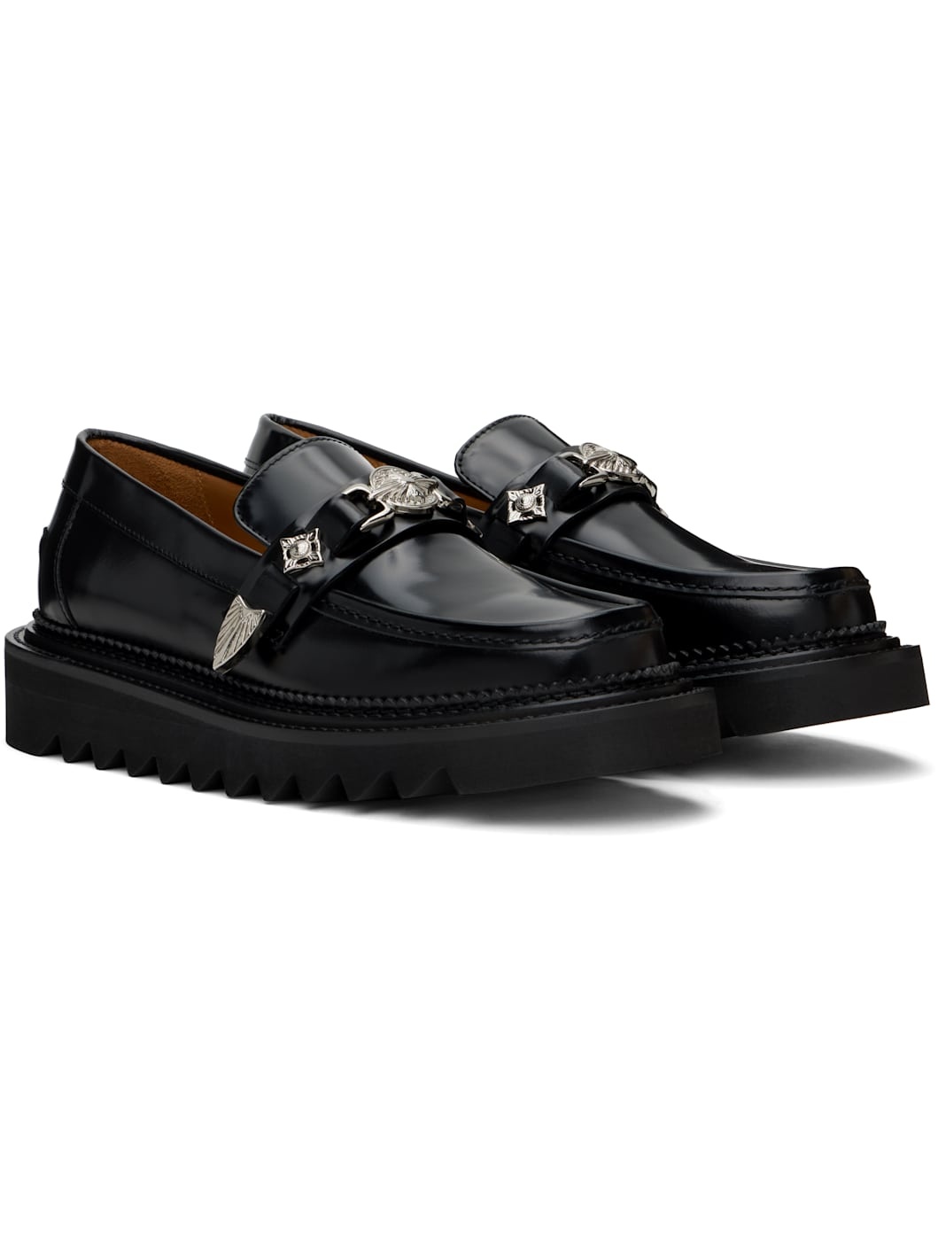 Black Shark Sole Loafers - 4