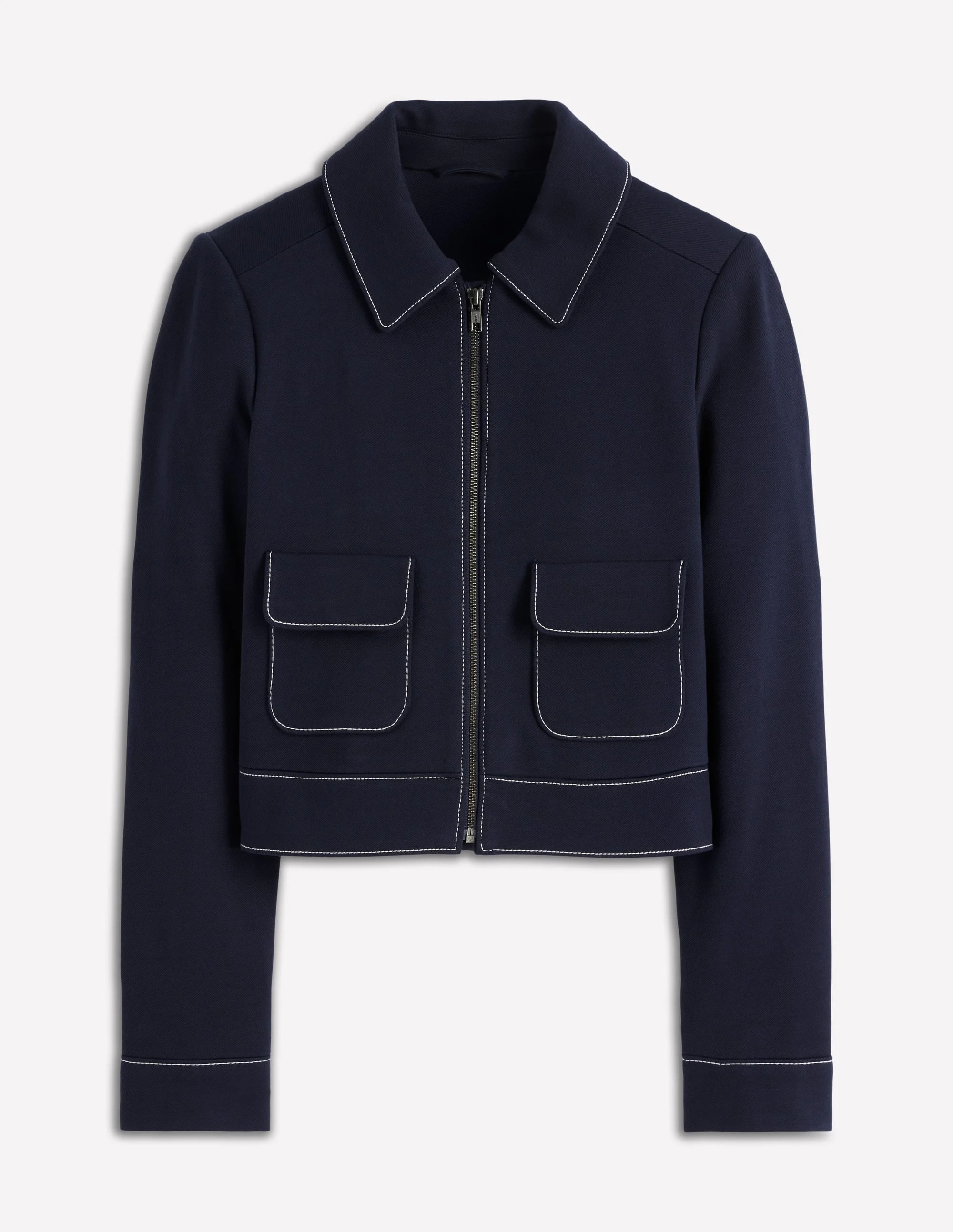 Zip Patch Pocket Jacket-NAVY - 1