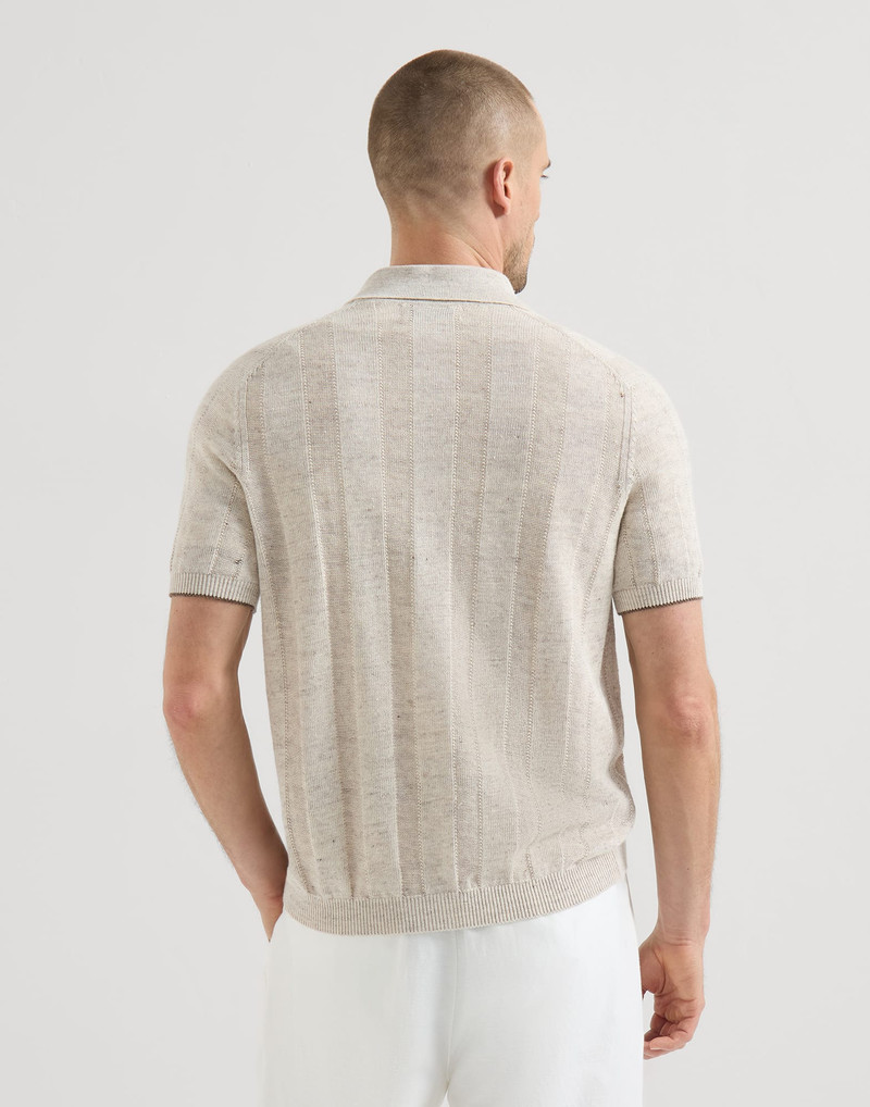 Linen and cotton textured rib short sleeve knit shirt 3