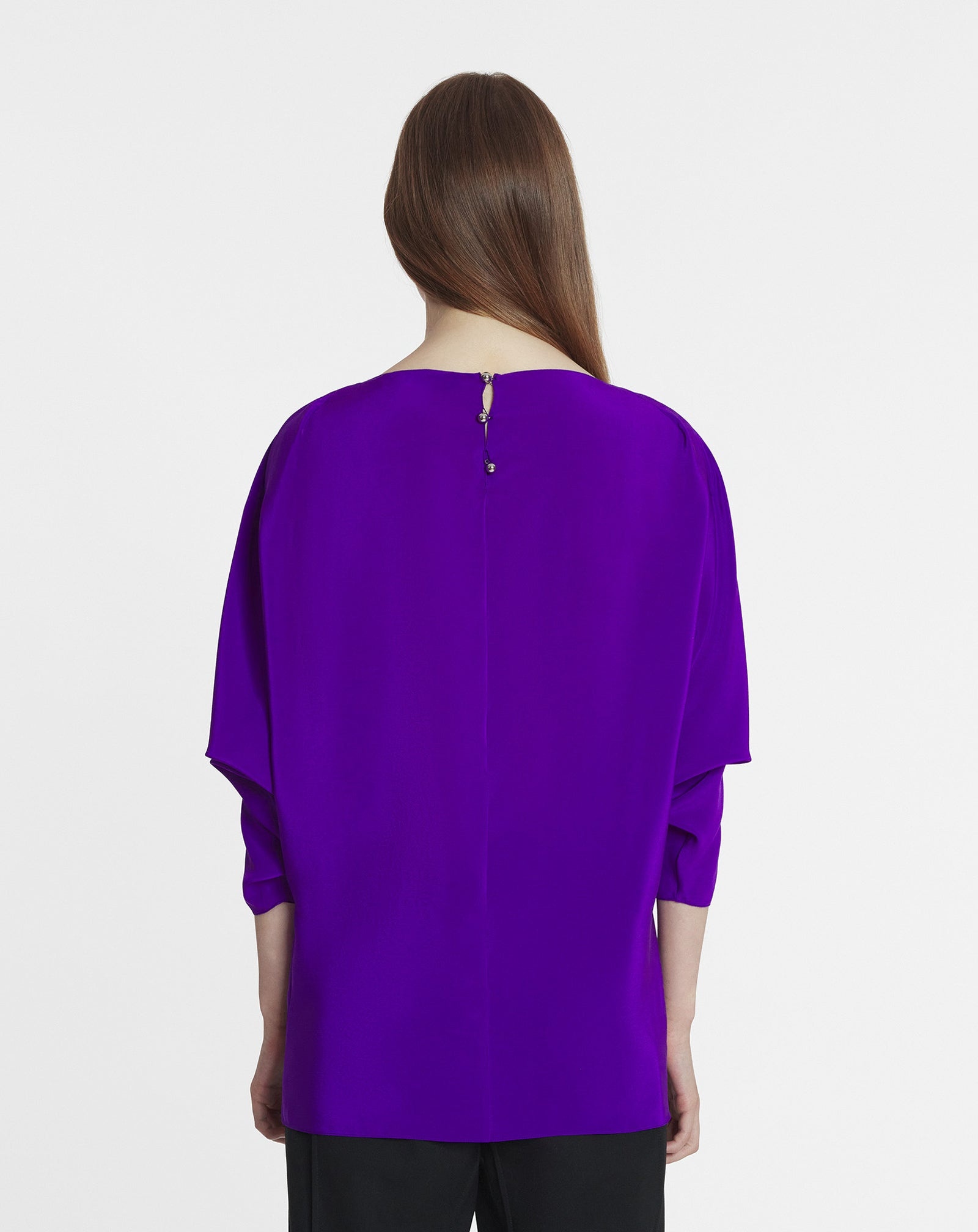 SILK TOP WITH OPENWORK SLEEVES - 5